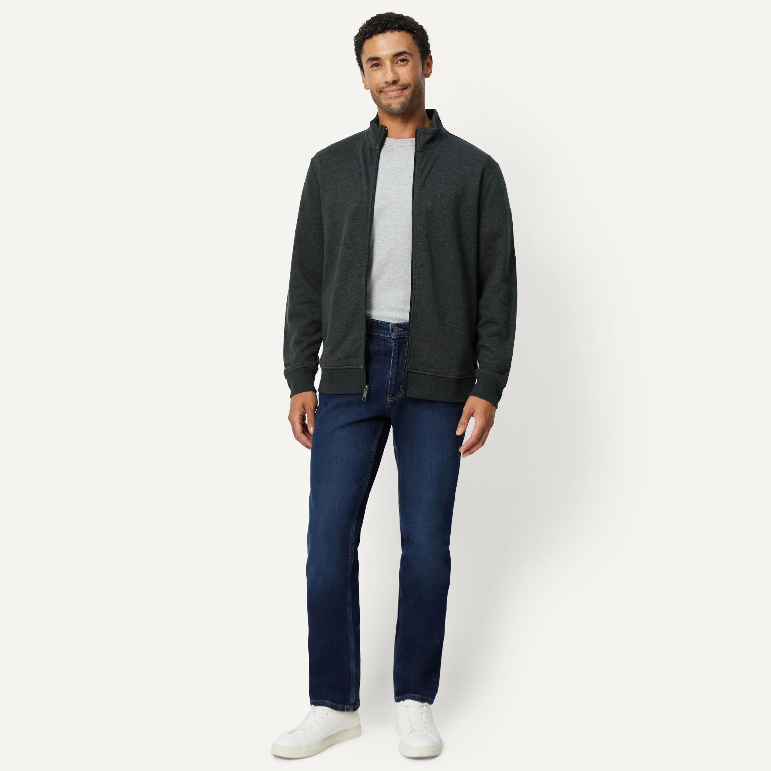 Amazon Essentials Felpa da Uomo in Misto Cotone con Zip Integrale e Collo Alto, Carbone Puntinato, XL - immagine 5