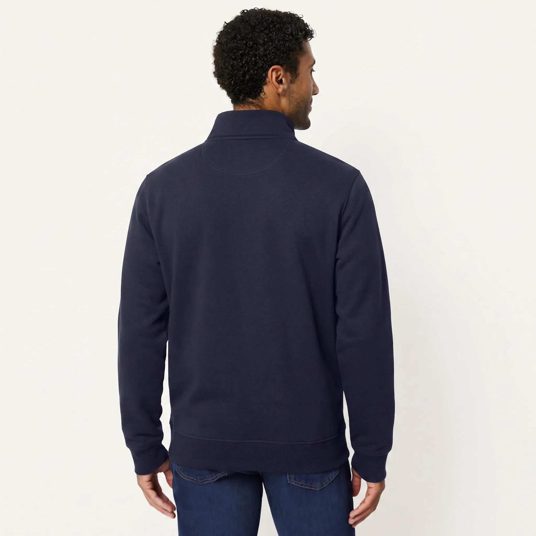 Amazon Essentials Felpa da Uomo in Misto Cotone con Zip Integrale e Collo Alto, Blu Marino Scuro, M - immagine 4