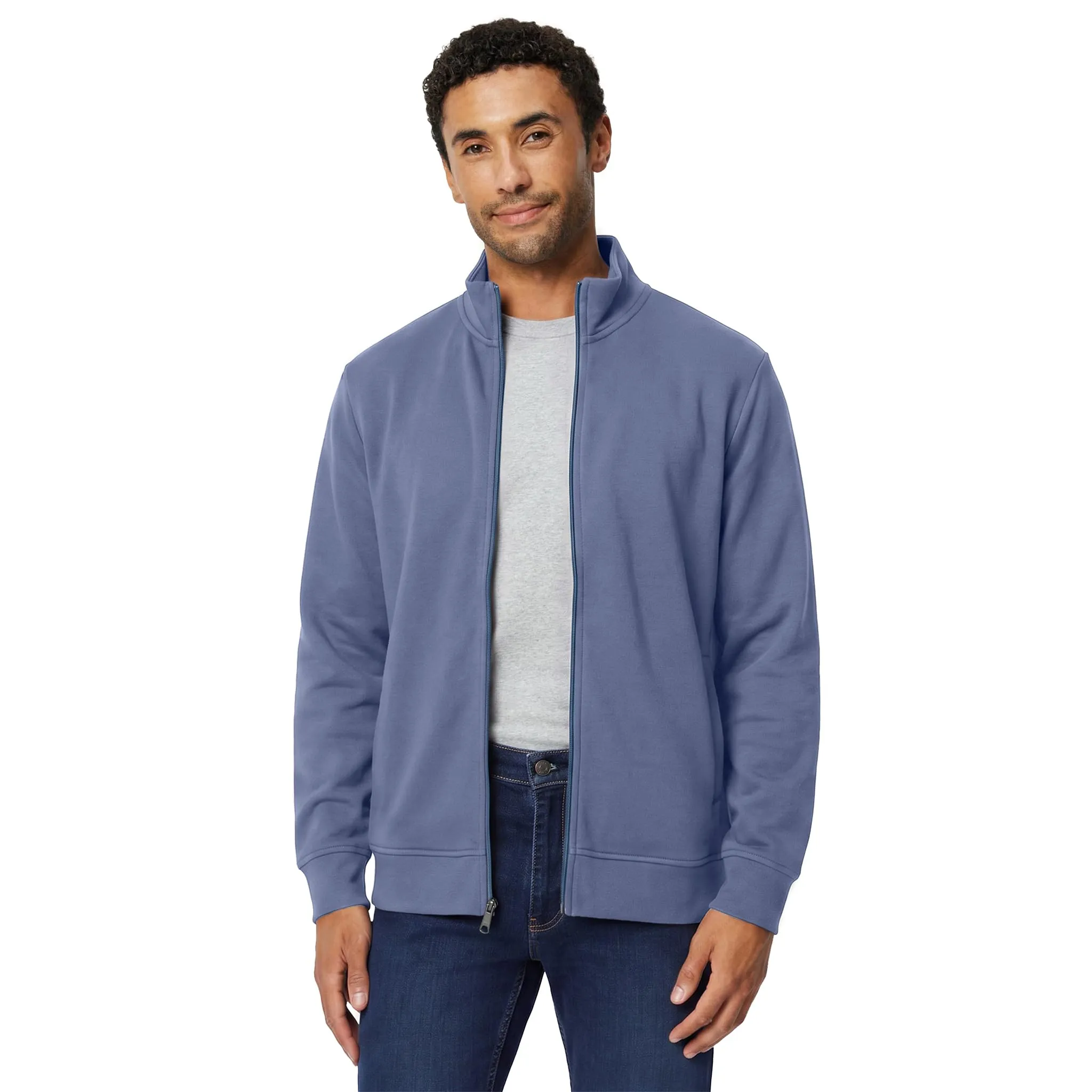 Amazon Essentials Felpa da Uomo in Misto Cotone con Zip Integrale e Collo Alto, Indaco, L - immagine 1