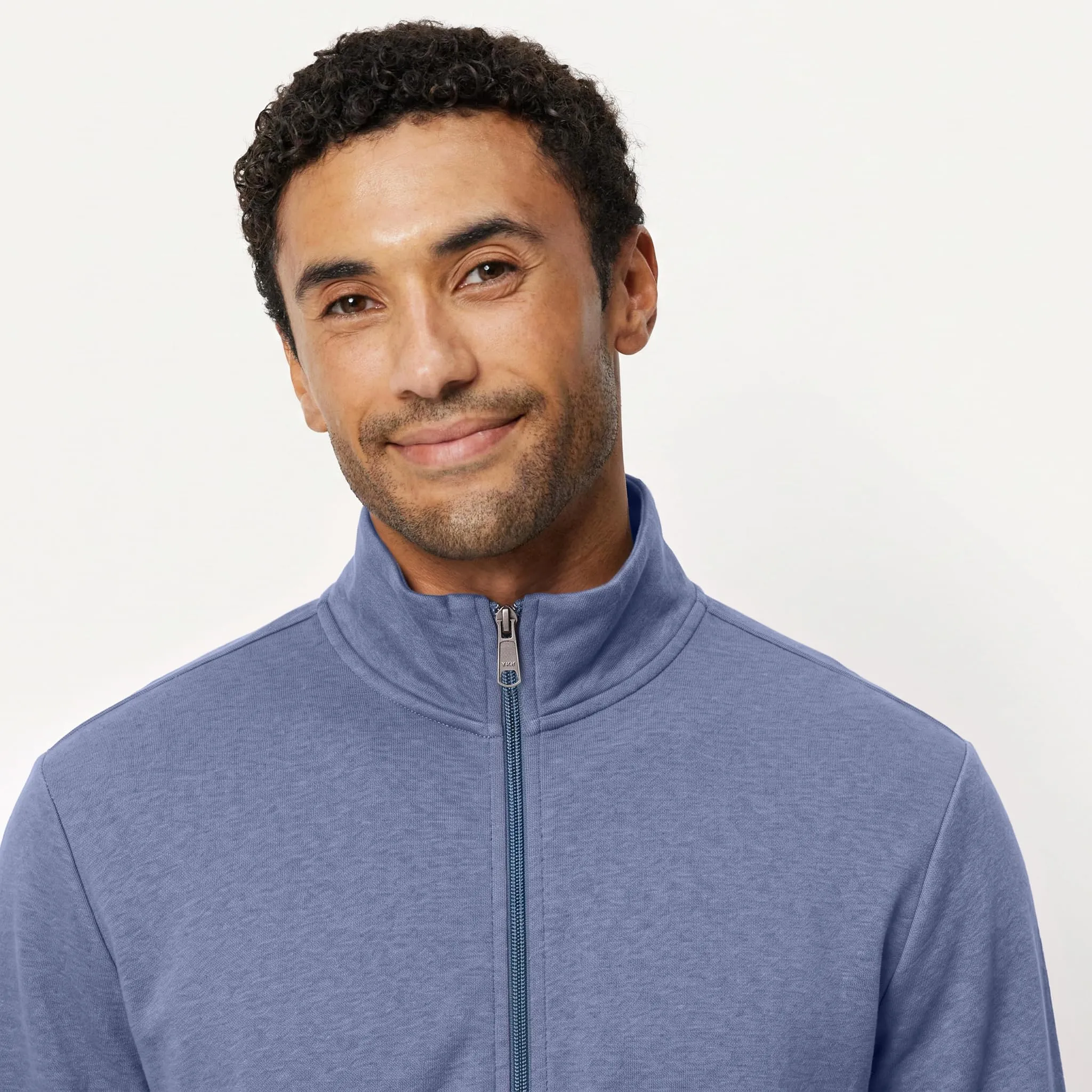 Amazon Essentials Felpa da Uomo in Misto Cotone con Zip Integrale e Collo Alto, Indaco, L - immagine 3