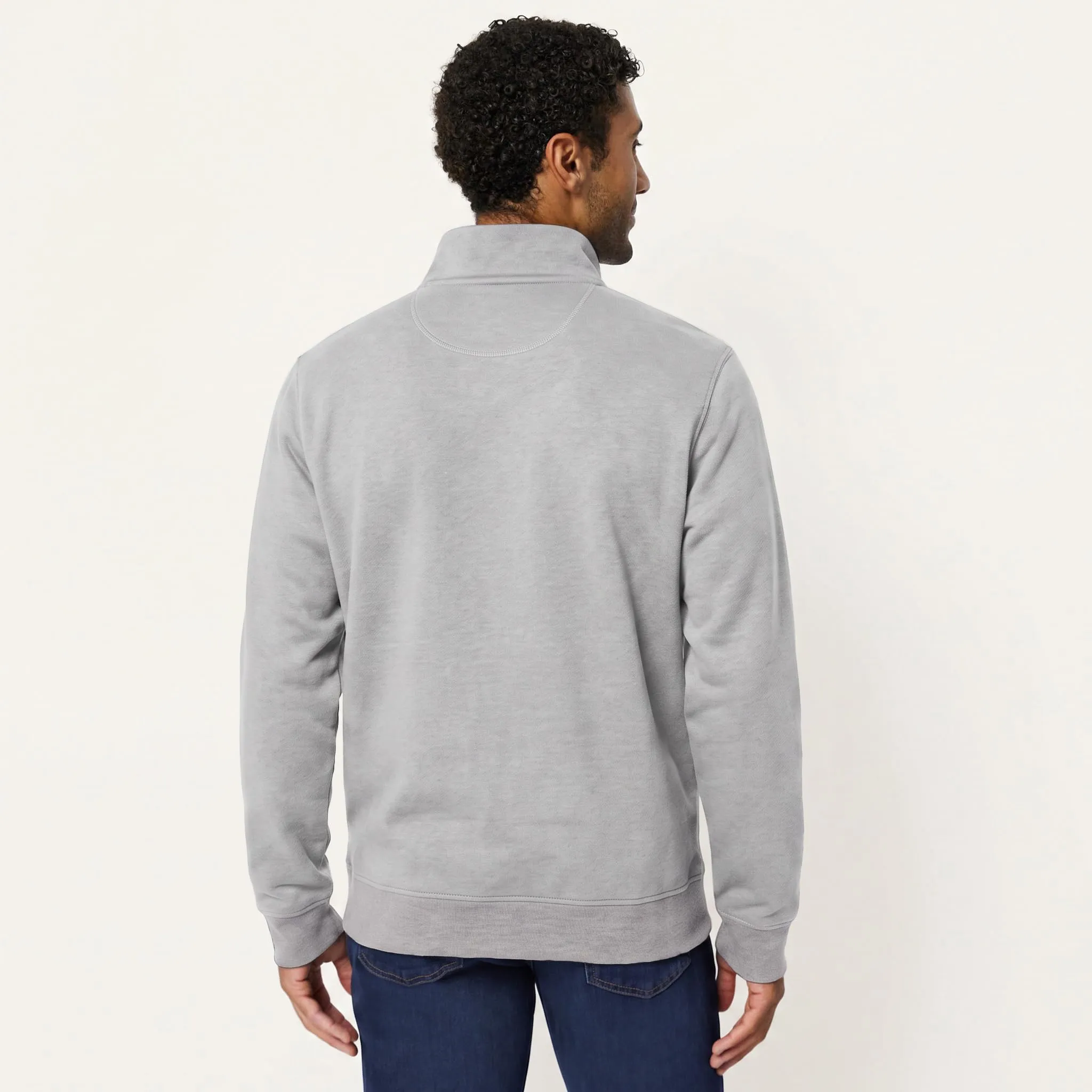 Amazon Essentials Felpa da Uomo in Misto Cotone con Zip Integrale e Collo Alto, Grigio Chiaro Puntinato, L - immagine 3
