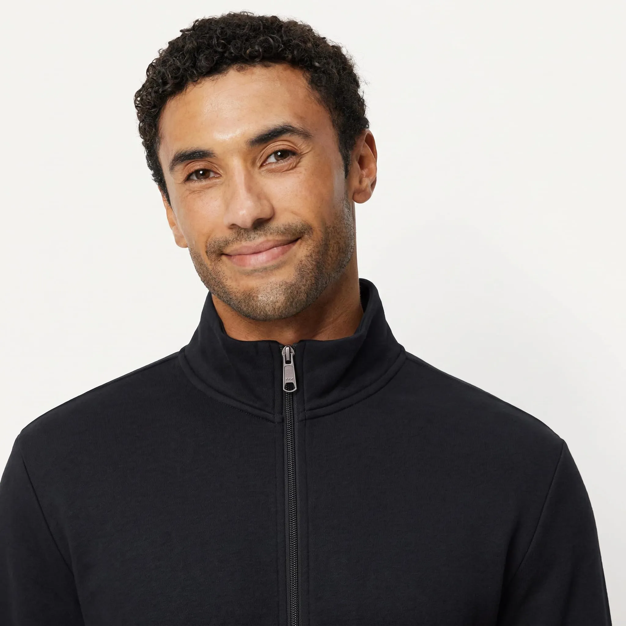 Amazon Essentials Felpa da Uomo in Misto Cotone con Zip Integrale e Collo Alto, Nero, XS - immagine 3