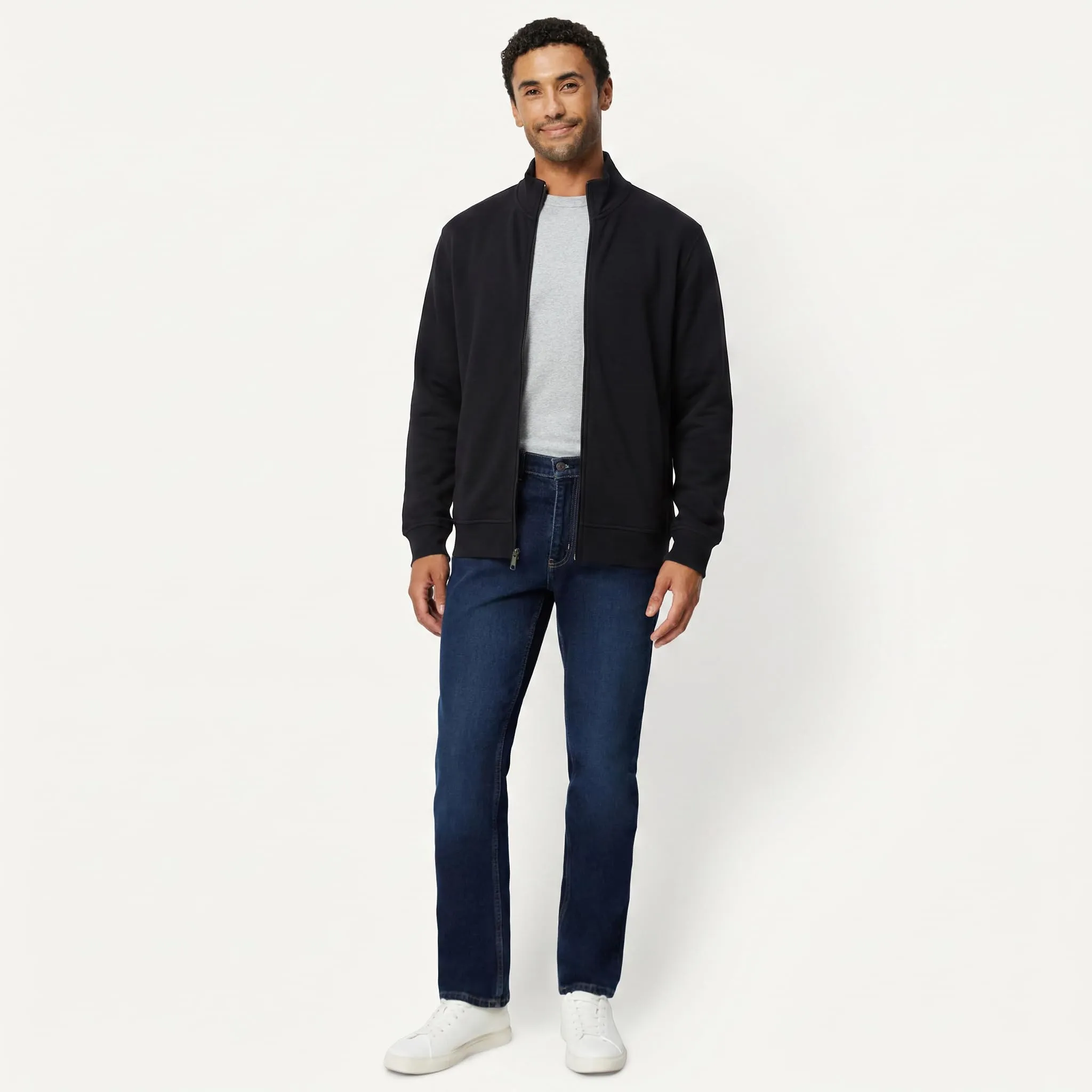 Amazon Essentials Felpa da Uomo in Misto Cotone con Zip Integrale e Collo Alto, Nero, XS - immagine 5