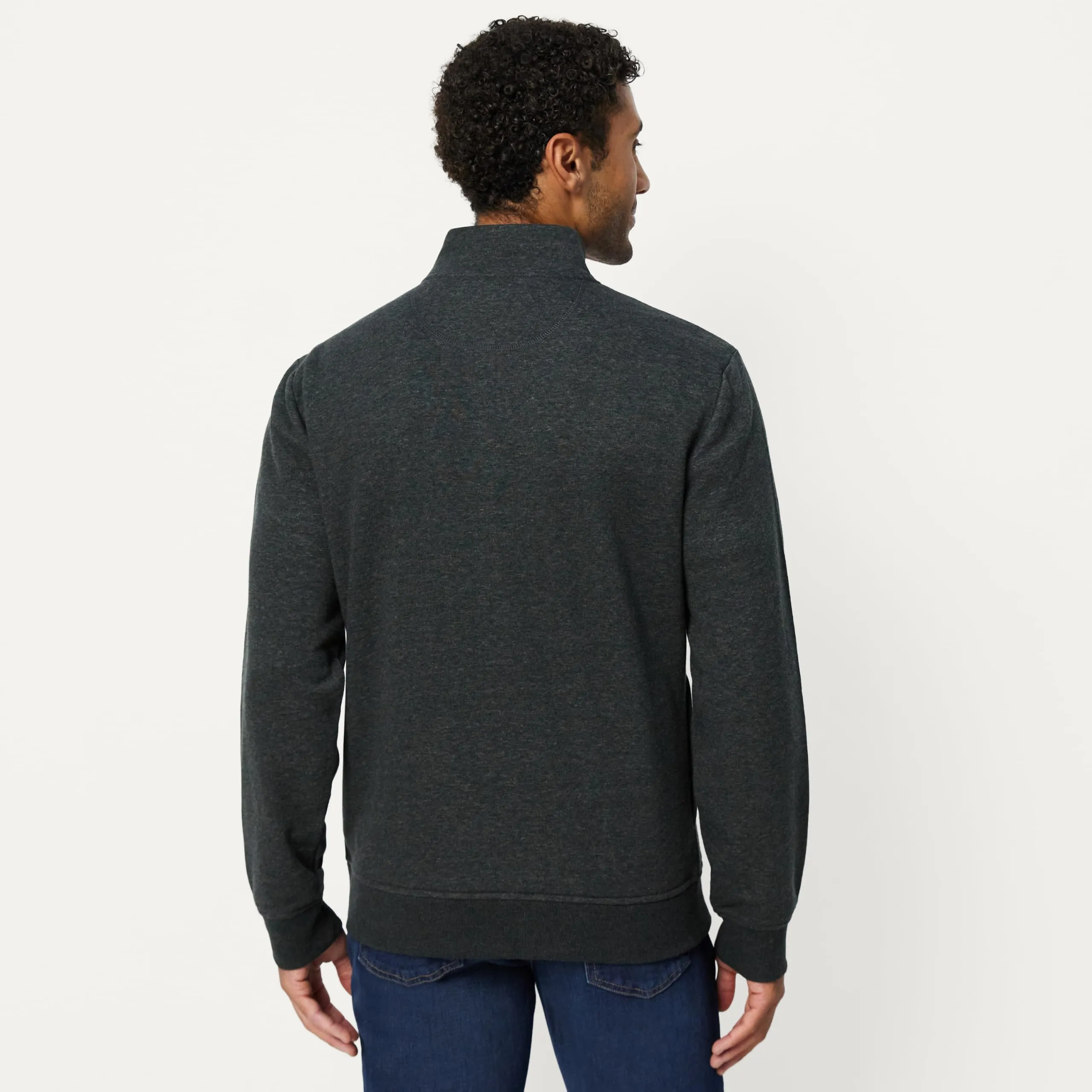 Amazon Essentials Felpa da Uomo in Misto Cotone con Zip Integrale e Collo Alto, Carbone Puntinato, XS - immagine 3