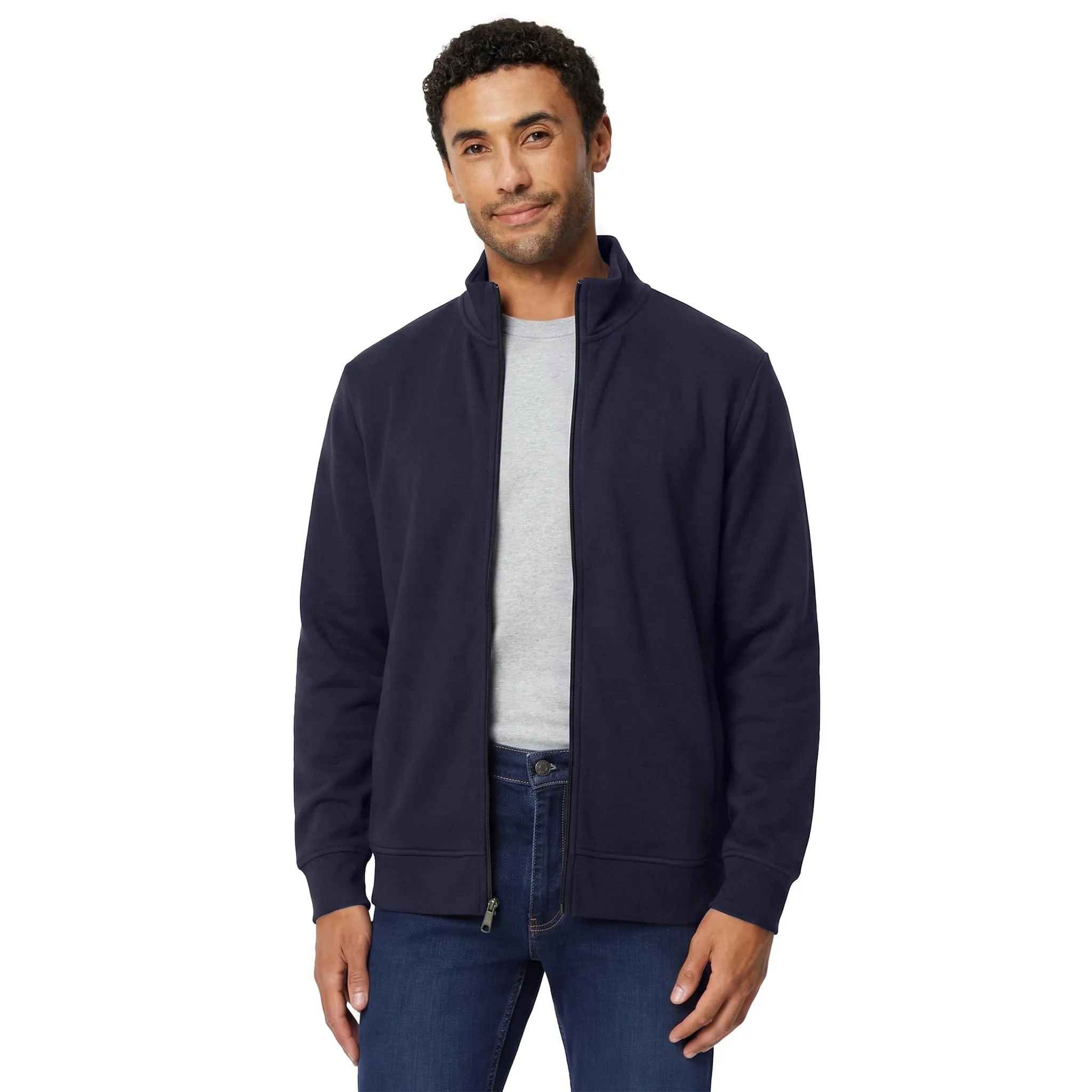 Amazon Essentials Felpa da Uomo in Misto Cotone con Zip Integrale e Collo Alto, Blu Marino Scuro, XXL - immagine 1