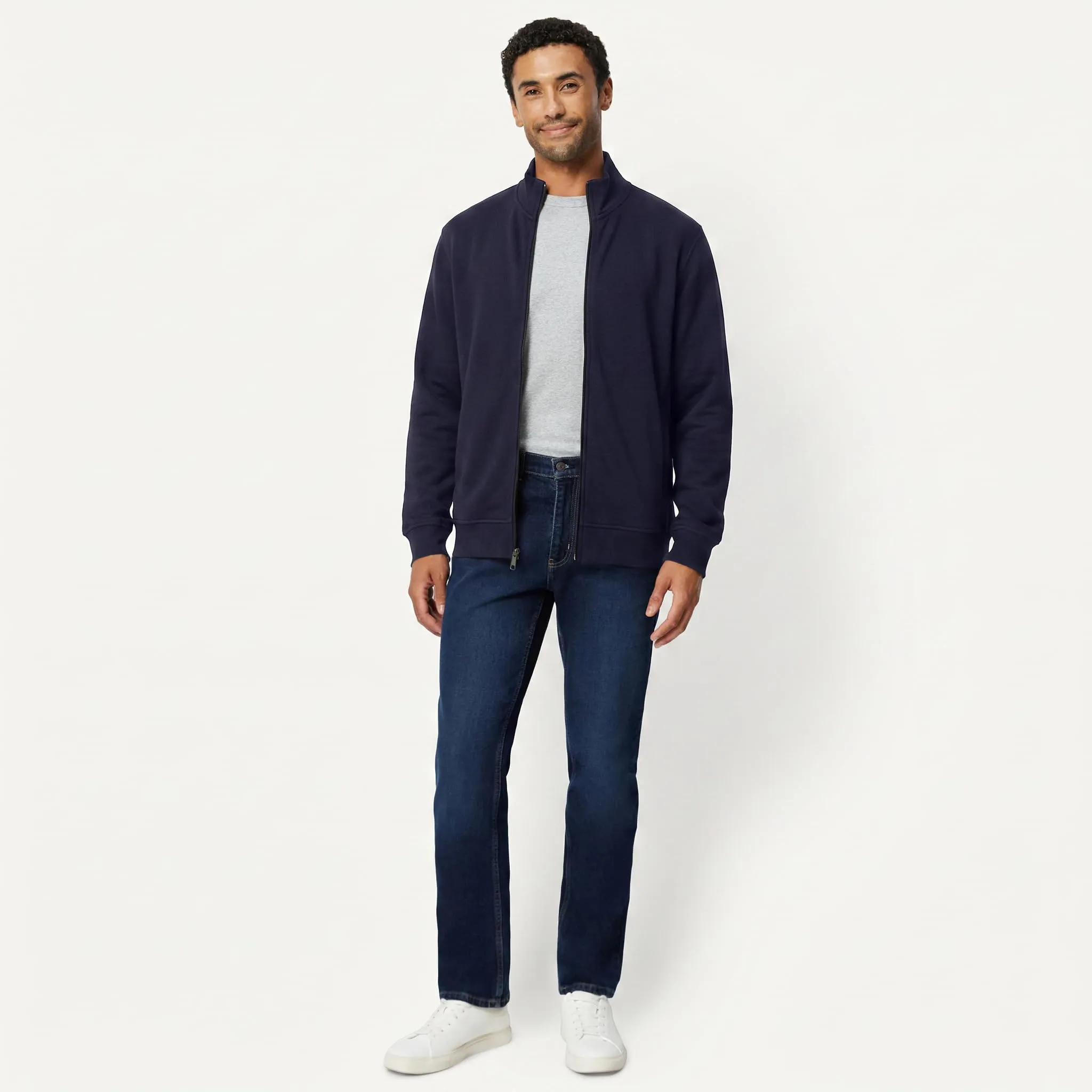 Amazon Essentials Felpa da Uomo in Misto Cotone con Zip Integrale e Collo Alto, Blu Marino Scuro, XL - immagine 5