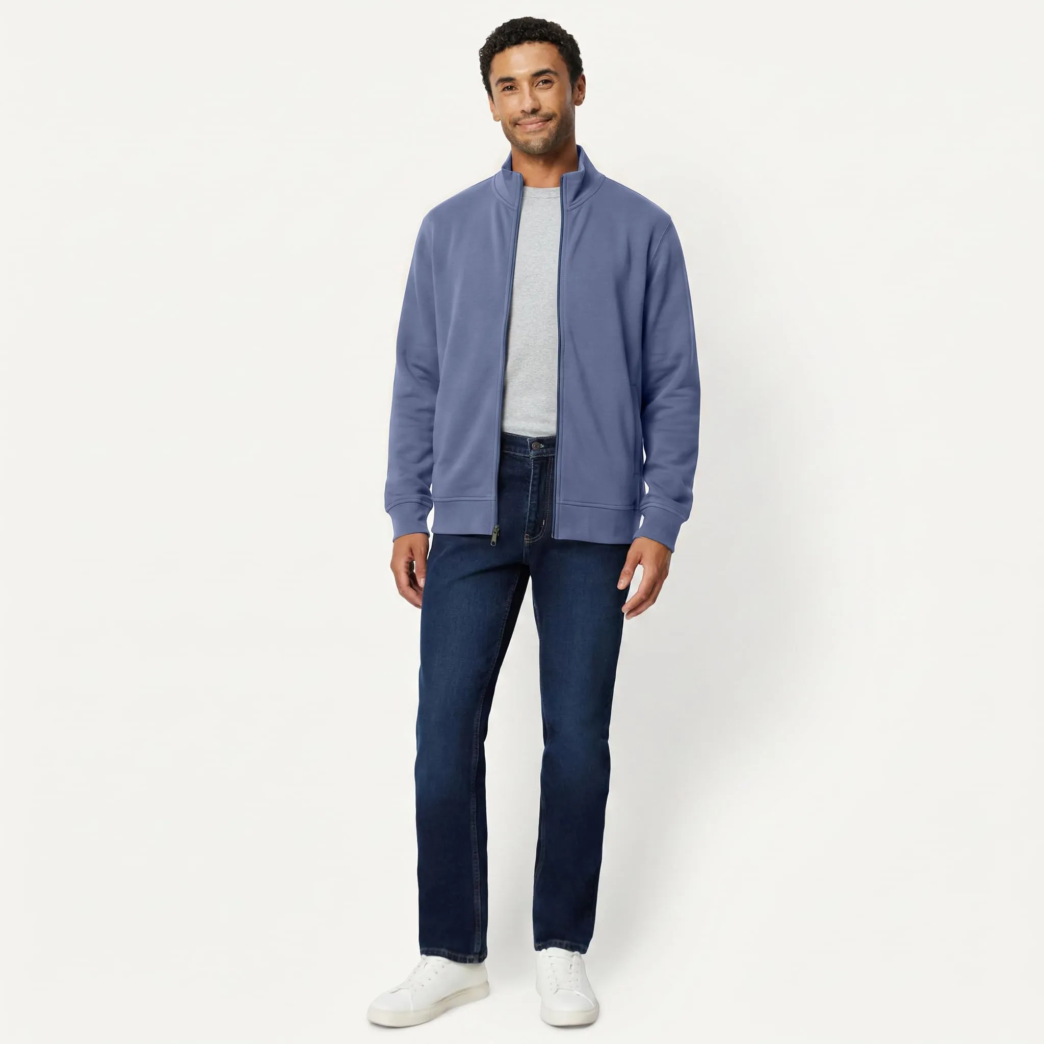 Amazon Essentials Felpa da Uomo in Misto Cotone con Zip Integrale e Collo Alto, Indaco, XL - immagine 5