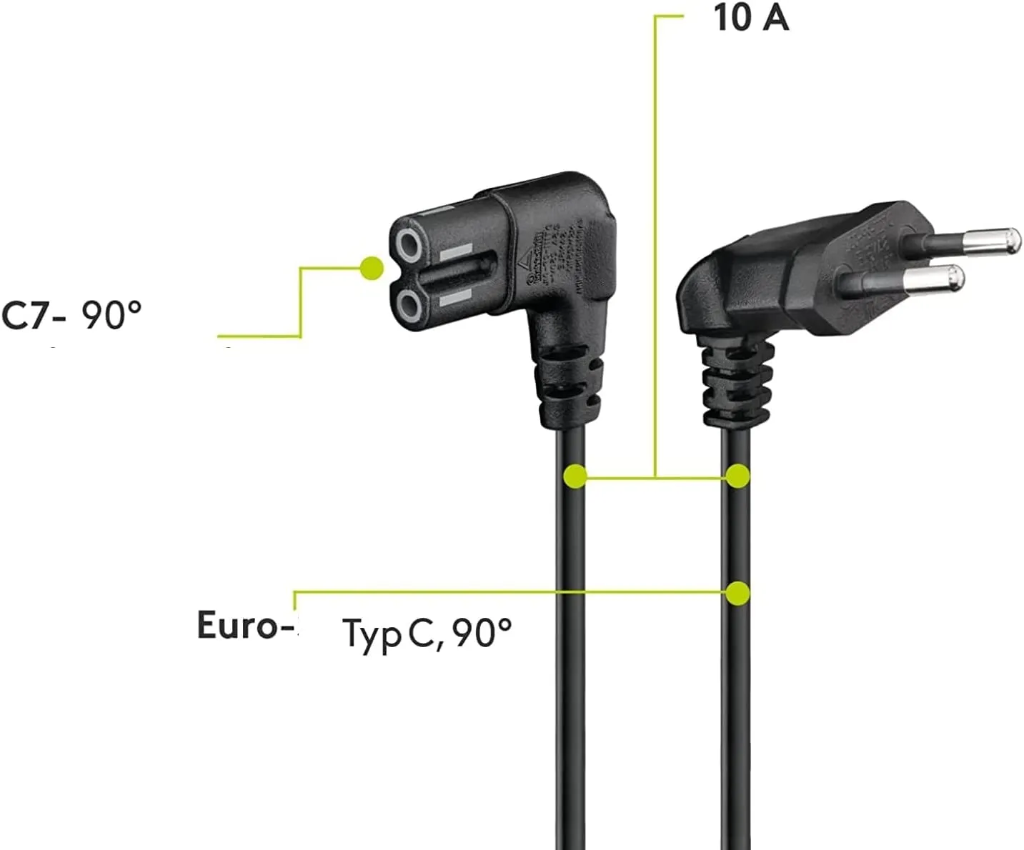 CABLEPELADO Cavo di alimentazione IEC-320 C7 a gomito, 0,75 mm², nero, 1 m - immagine 5