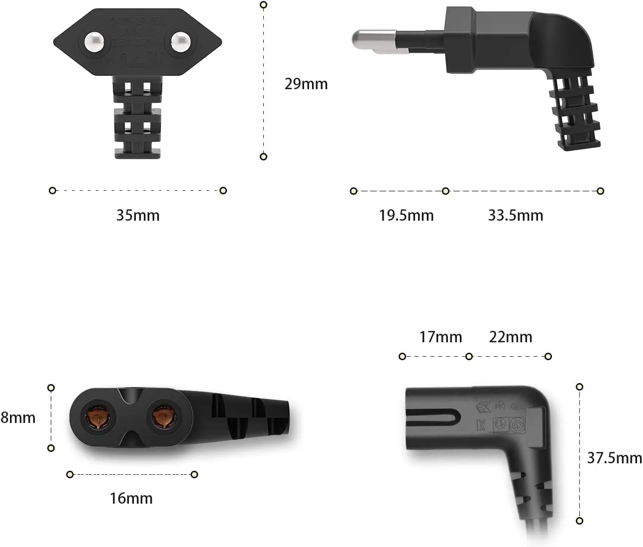 CABLEPELADO Cavo di alimentazione IEC-320 C7 a gomito, 0,75 mm², nero, 1 m - immagine 7