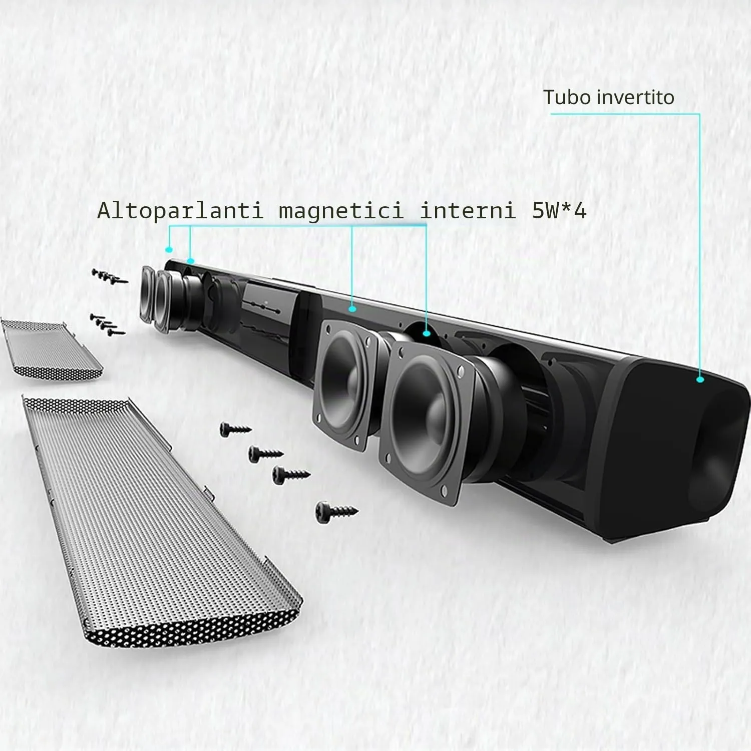 Yangers Soundbar Bluetooth 5.0 Wireless 20W per TV, PC e Smartphone con Telecomando, EQ Integrato e Batteria Ricaricabile - immagine 2