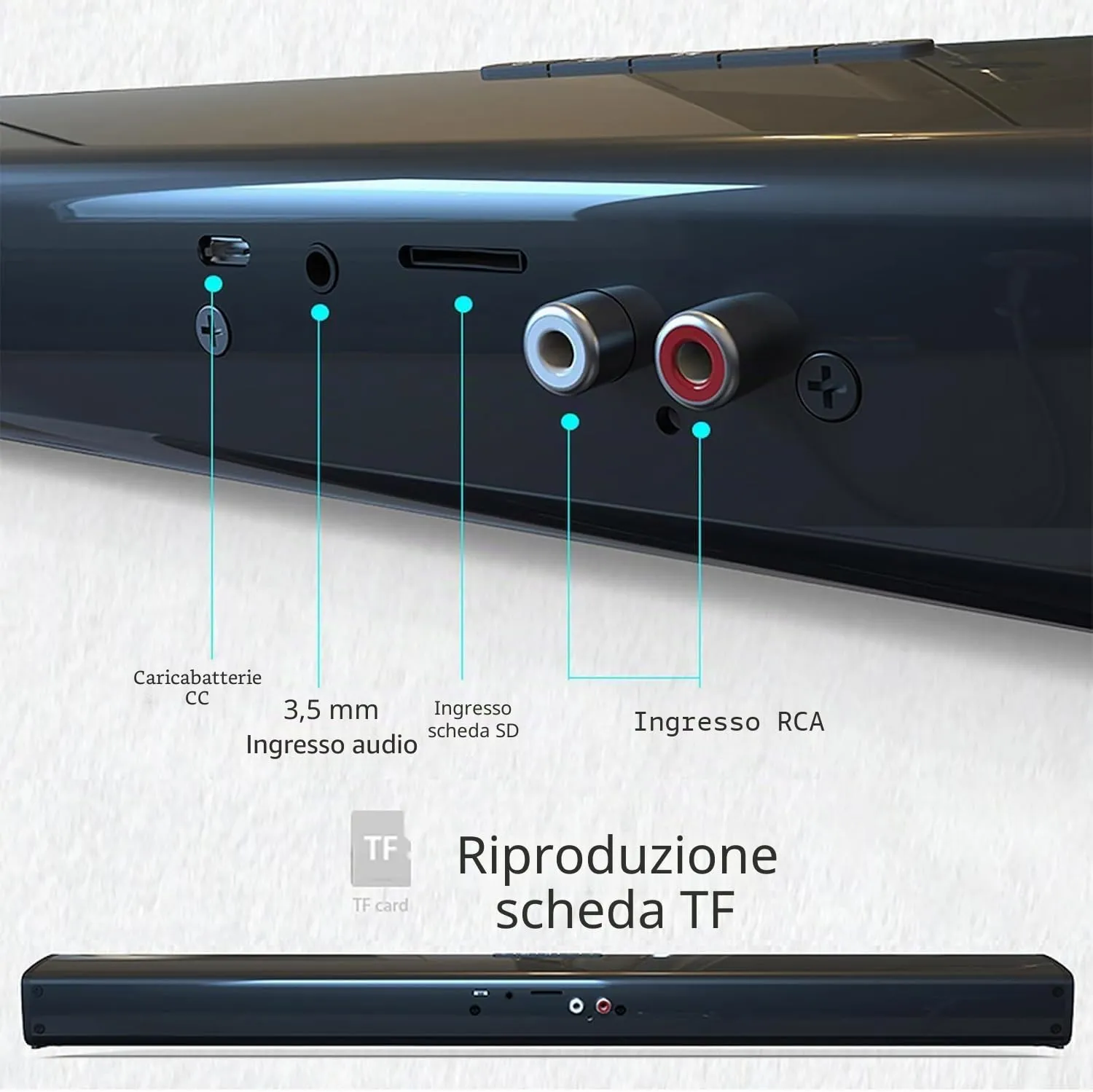 Yangers Soundbar Bluetooth 5.0 Wireless 20W per TV, PC e Smartphone con Telecomando, EQ Integrato e Batteria Ricaricabile - immagine 4