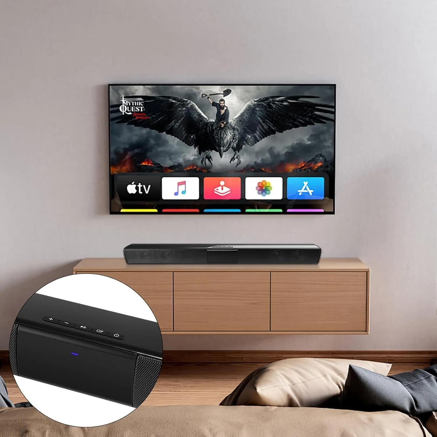 Yangers Soundbar Bluetooth 5.0 Wireless 20W per TV, PC e Smartphone con Telecomando, EQ Integrato e Batteria Ricaricabile - immagine 5