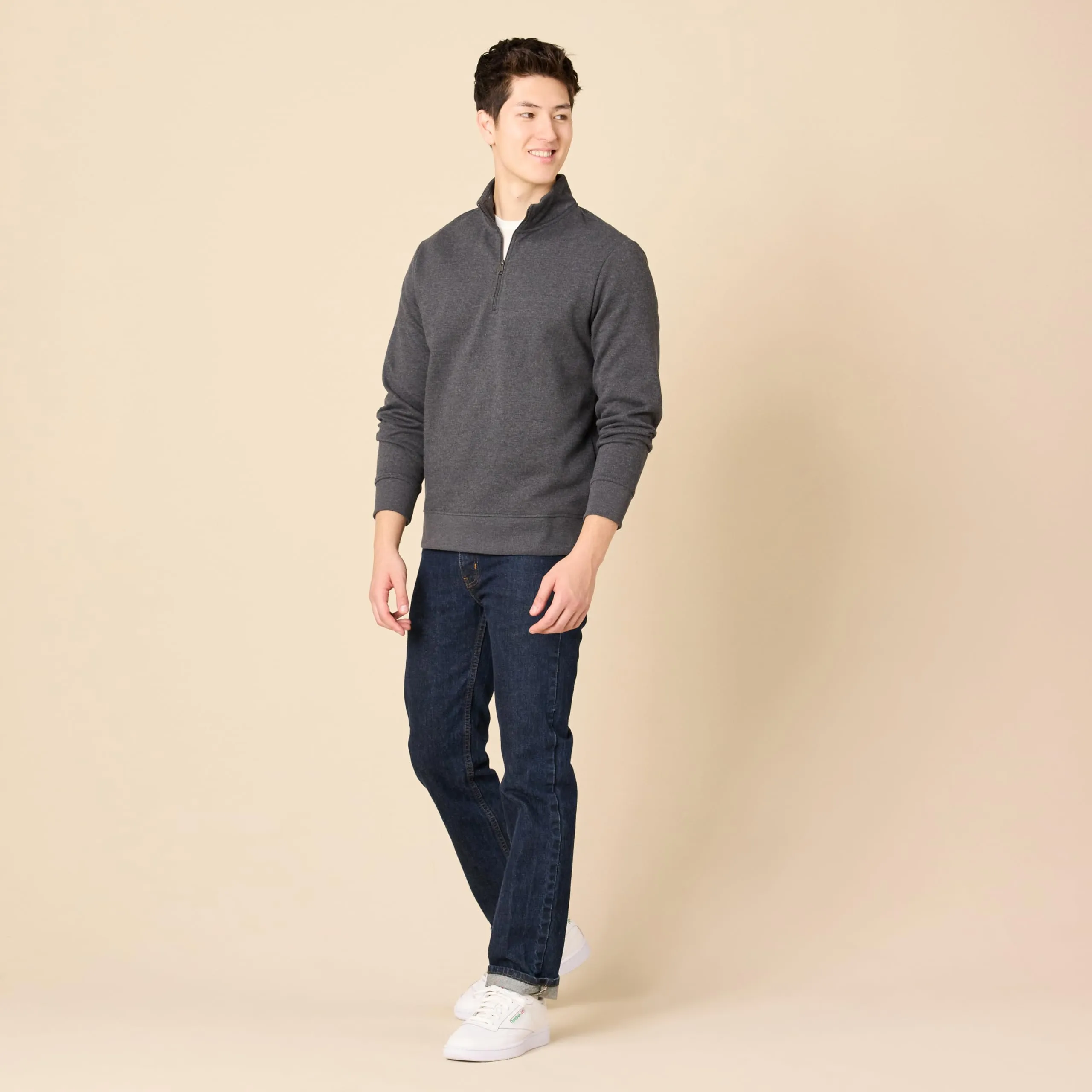 Amazon Essentials Felpa in Pile con Zip Corta Uomo, Carbone Puntinato, L - immagine 5