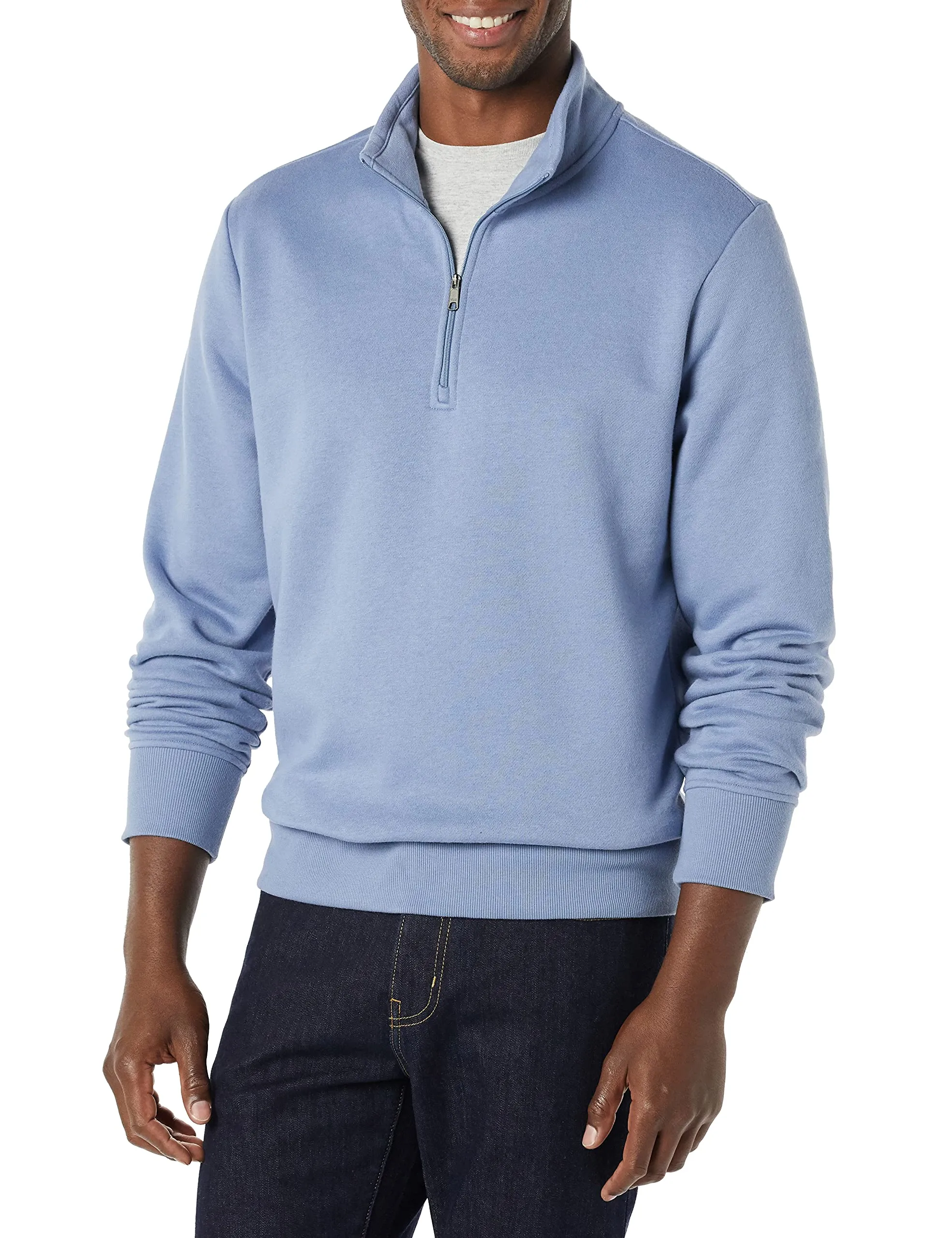 Amazon Essentials Felpa in Pile con Zip Corta Uomo, Blu Ardesia, L - immagine 1