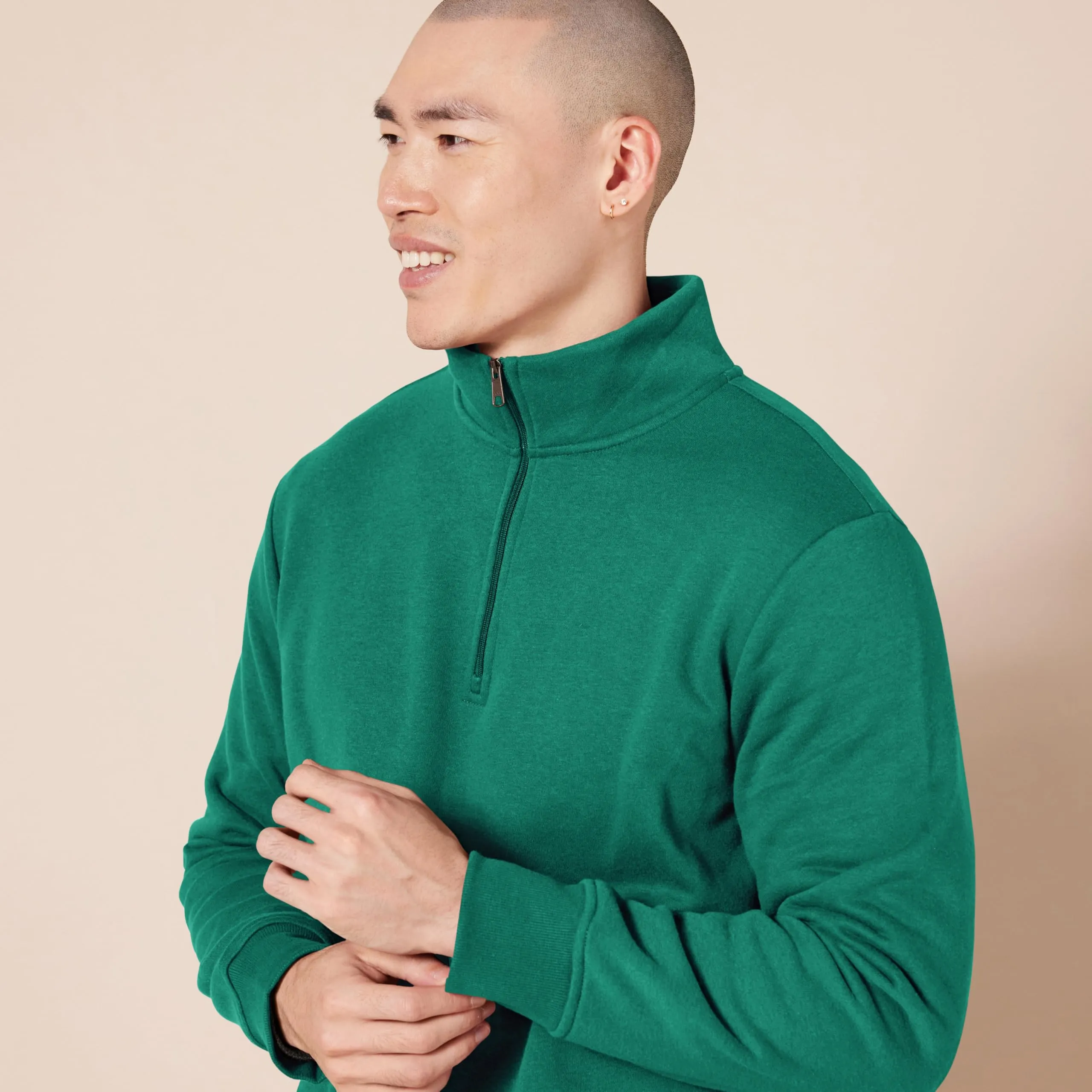 Amazon Essentials Felpa in Pile con Zip Corta Uomo, Verde, M - immagine 4