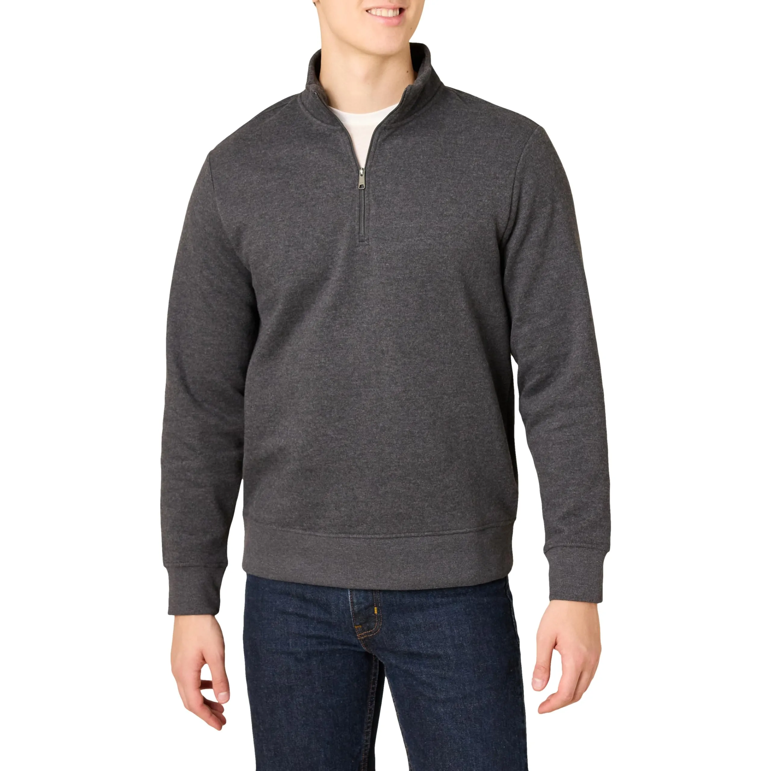 Amazon Essentials Felpa in Pile con Zip Corta Uomo, Carbone Puntinato, XL - immagine 1