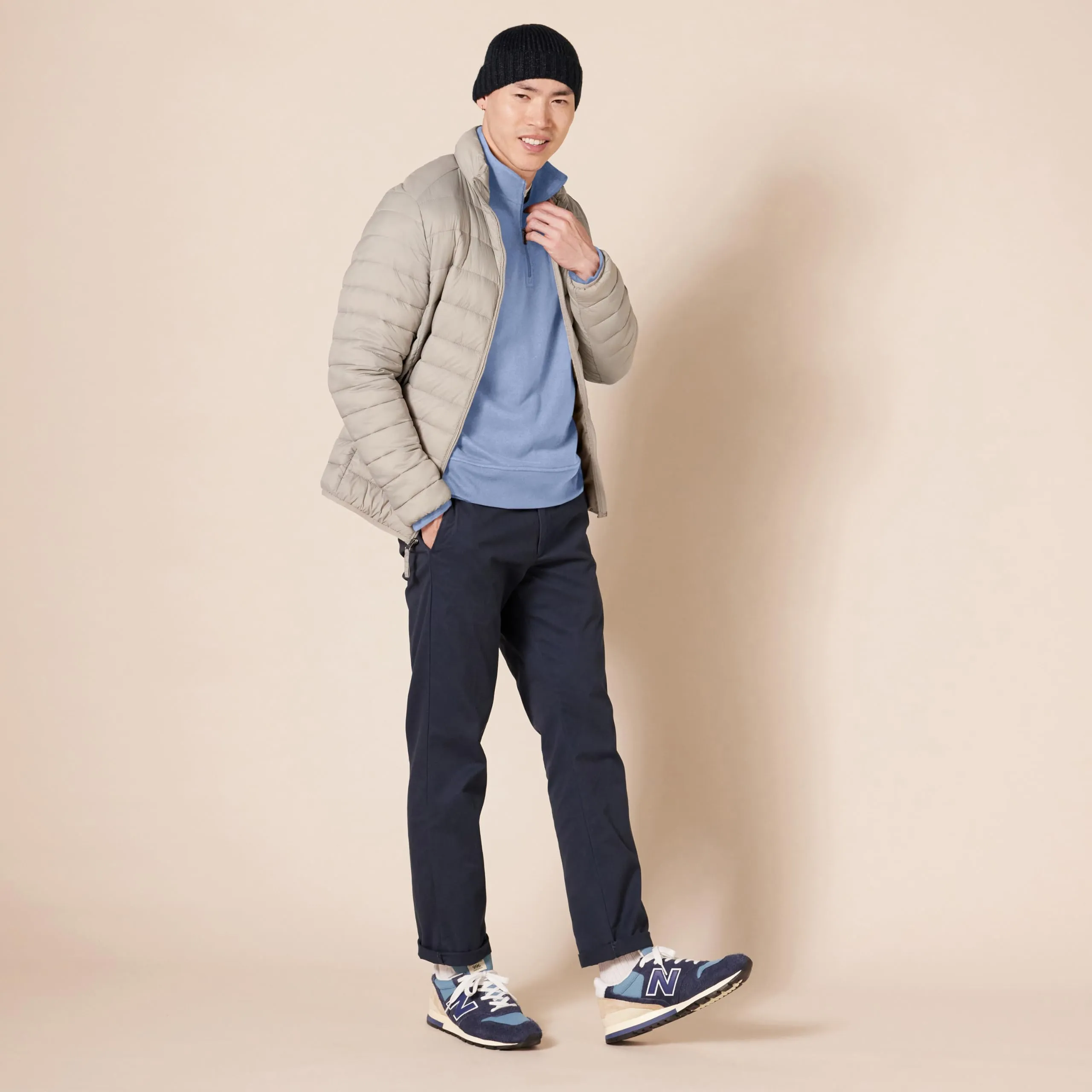 Amazon Essentials Felpa in Pile con Zip Corta Uomo, Blu Ardesia, M - immagine 5