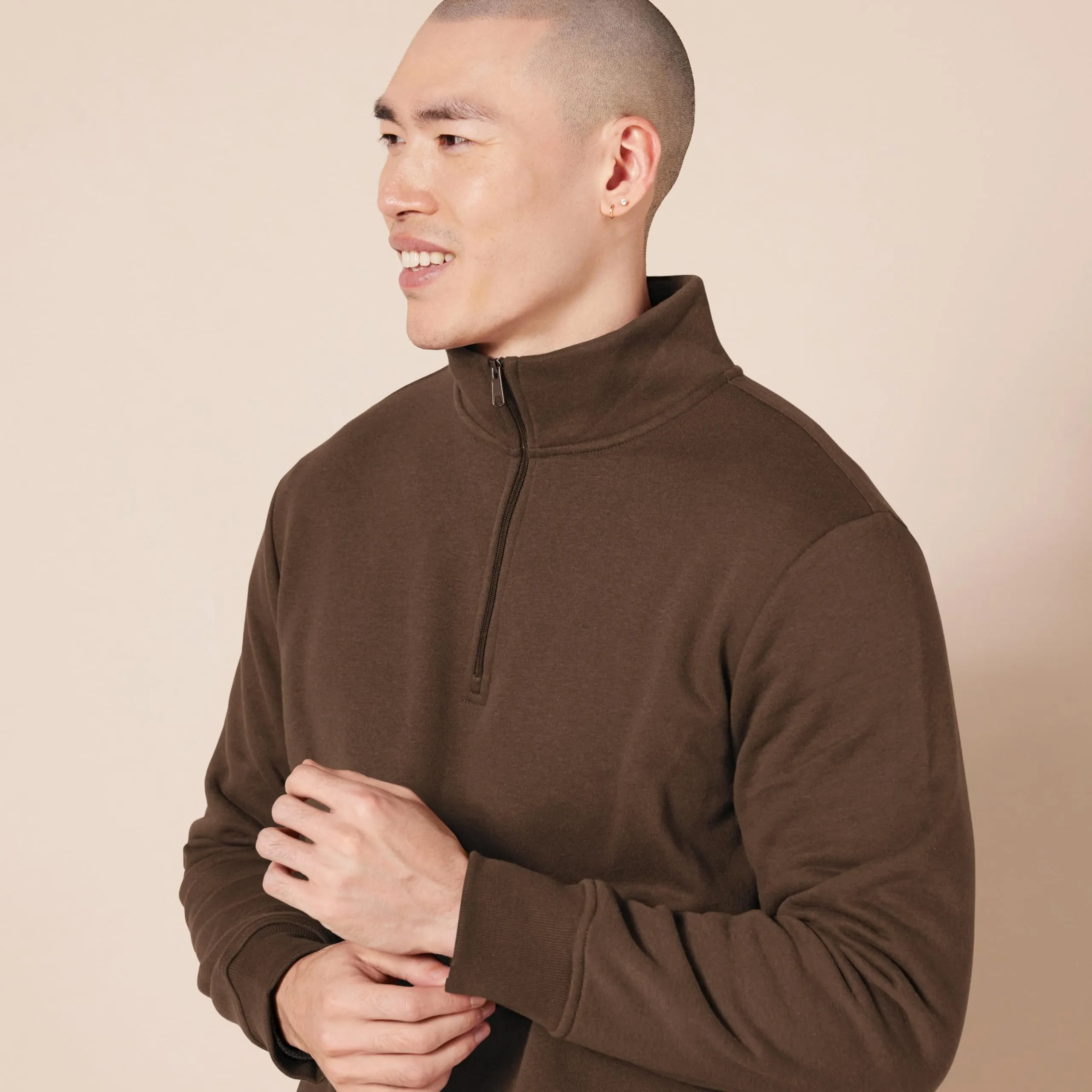 Amazon Essentials Felpa in Pile Uomo con Zip Corta, Marrone Medio, L - immagine 4
