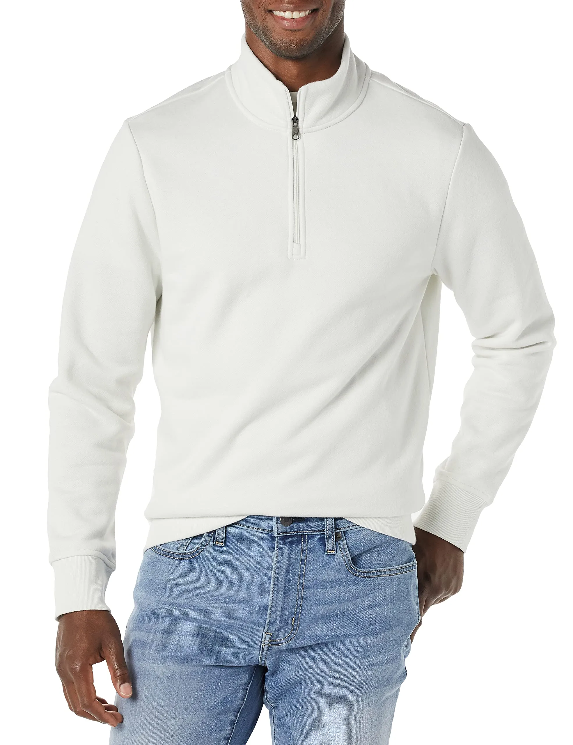 Amazon Essentials Felpa in Pile con Zip Corta Uomo, Grigio Chiaro, L - immagine 1