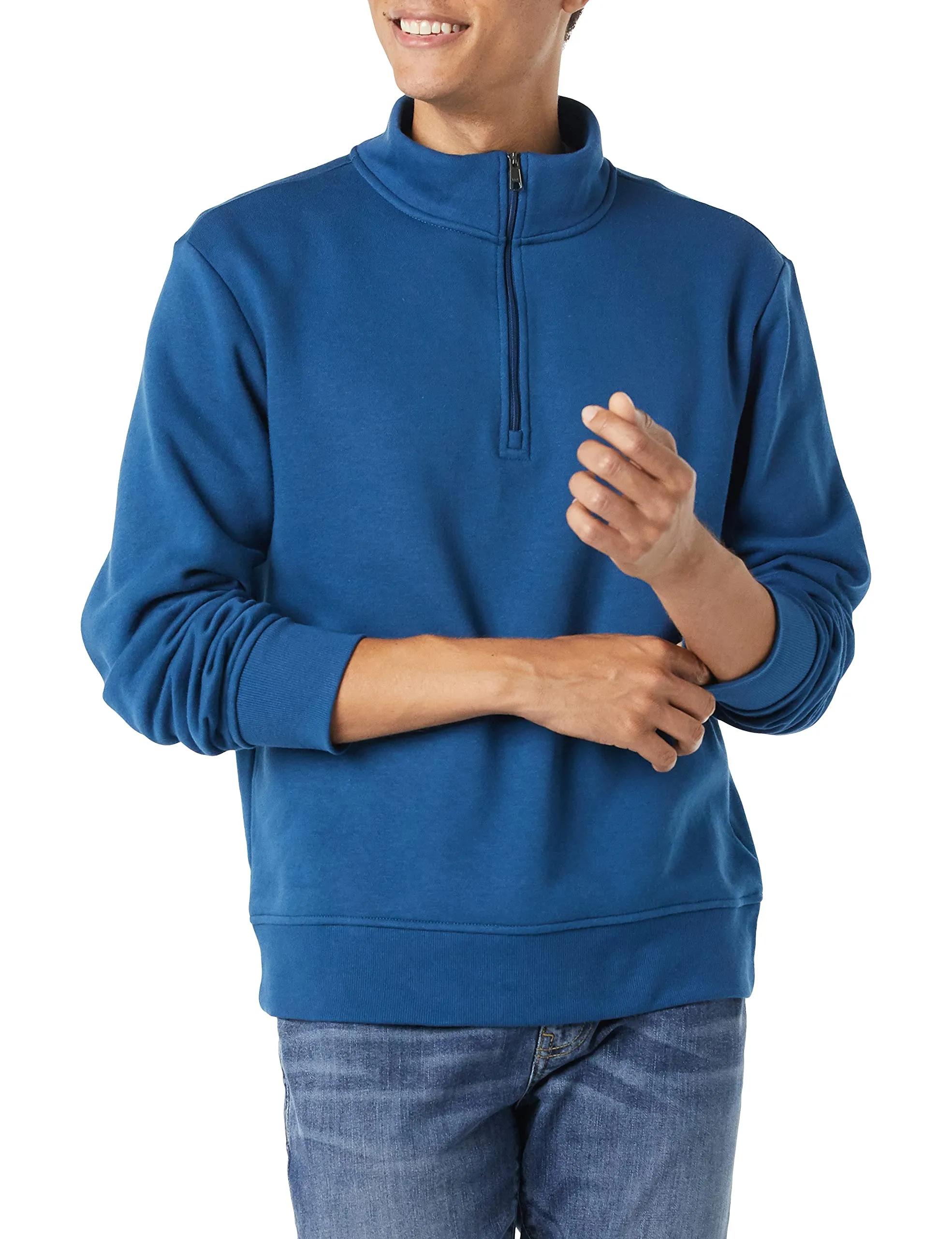 Amazon Essentials Felpa in Pile con Zip Corta Uomo, Foglia di tè, M - immagine 1