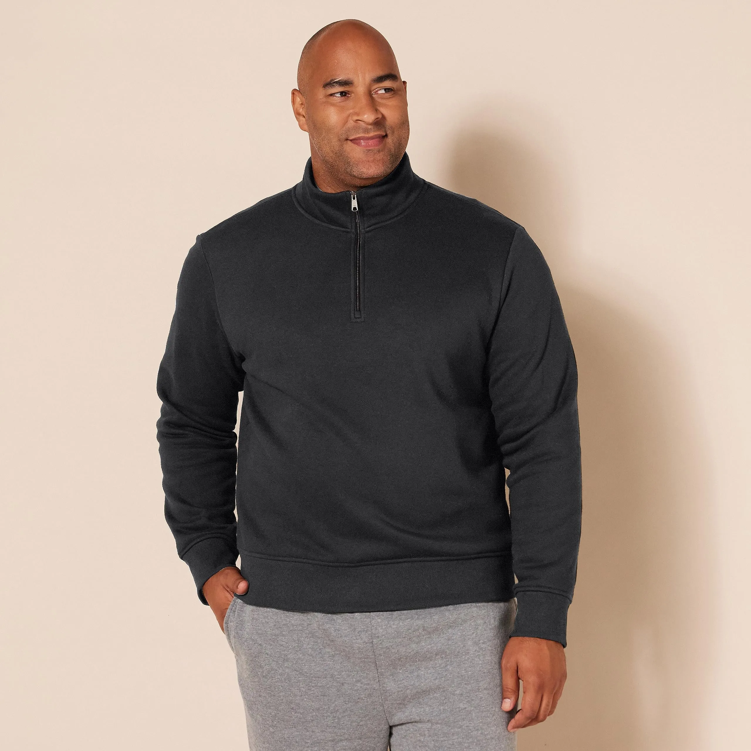 Amazon Essentials Felpa in Pile con Zip Corta Uomo, Nero, L - immagine 6