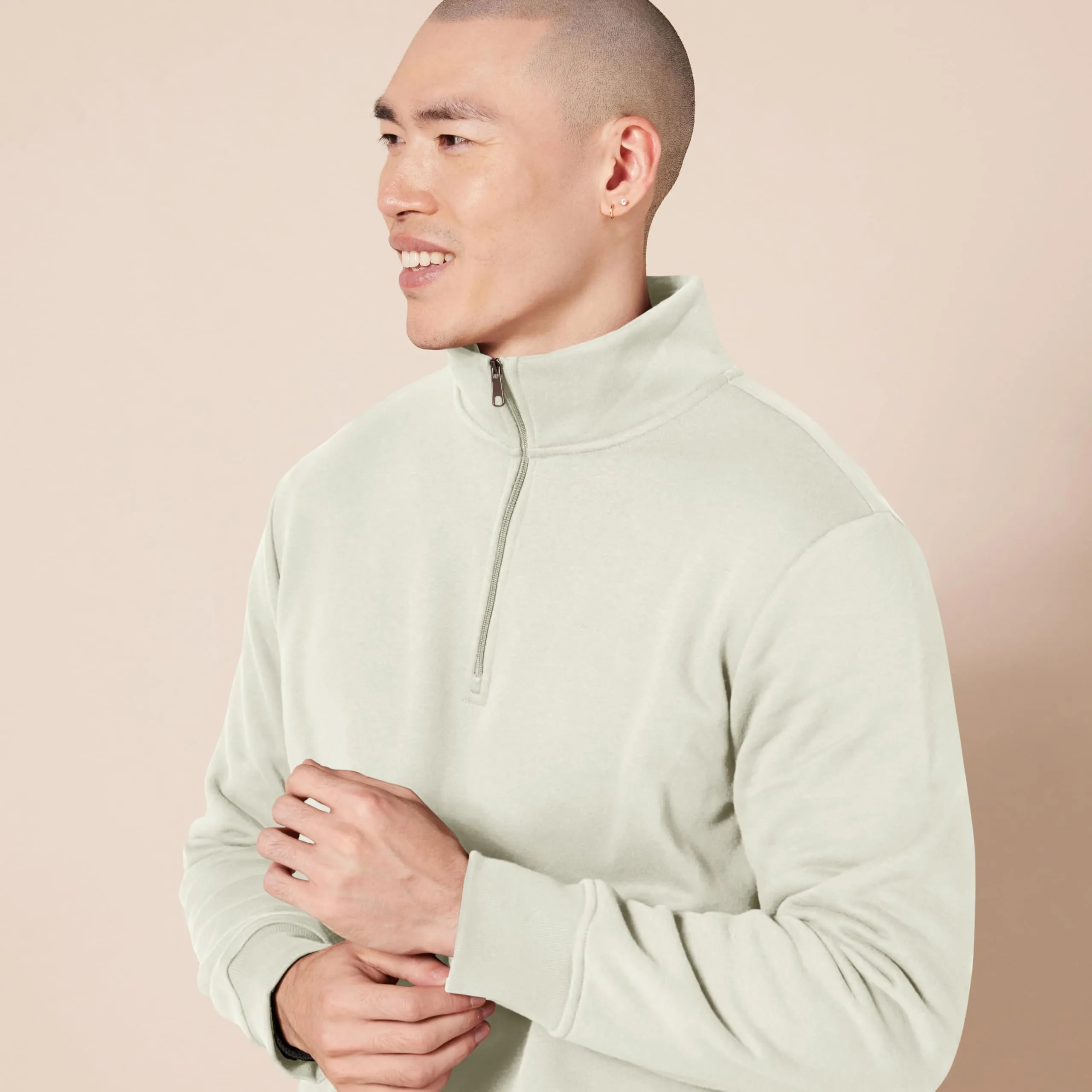 Amazon Essentials Felpa in Pile con Zip Corta Uomo, Bianco Sporco, L - immagine 4