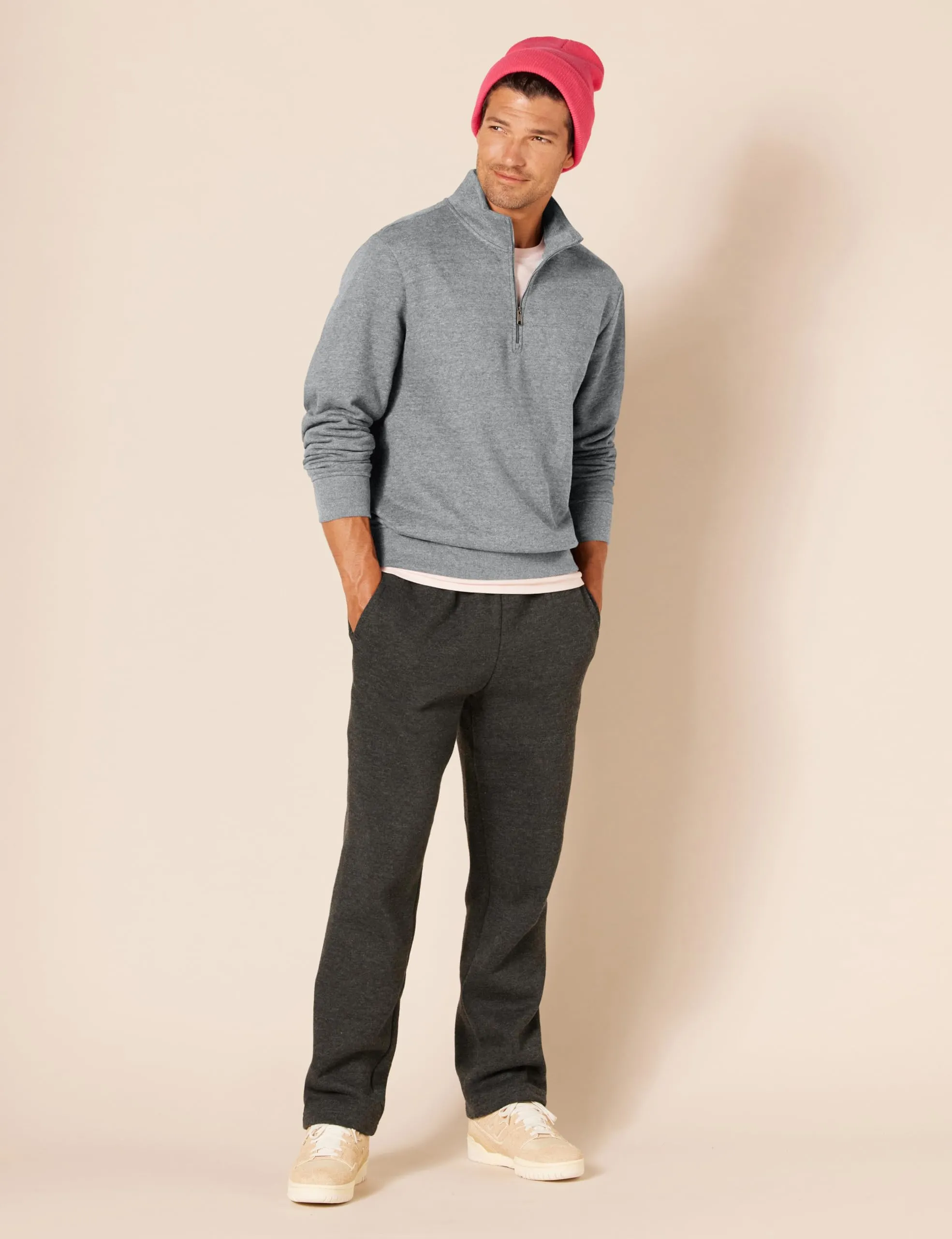 Amazon Essentials Felpa in Pile con Zip Corta Uomo, Grigio Medio Puntinato, XL - immagine 5