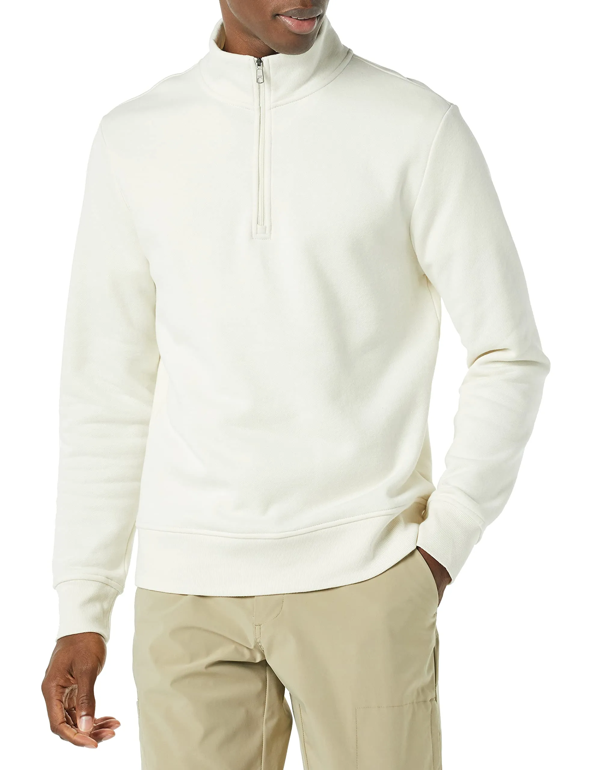 Amazon Essentials Felpa in Pile con Zip Corta Uomo, Bianco Sporco, XL - immagine 1