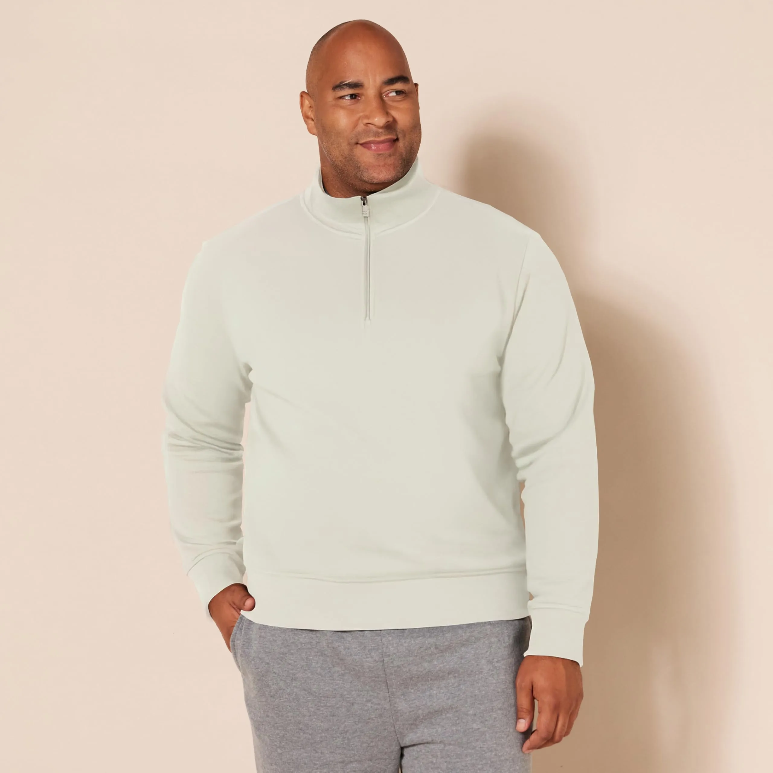Amazon Essentials Felpa in Pile con Zip Corta Uomo, Bianco Sporco, XL - immagine 6