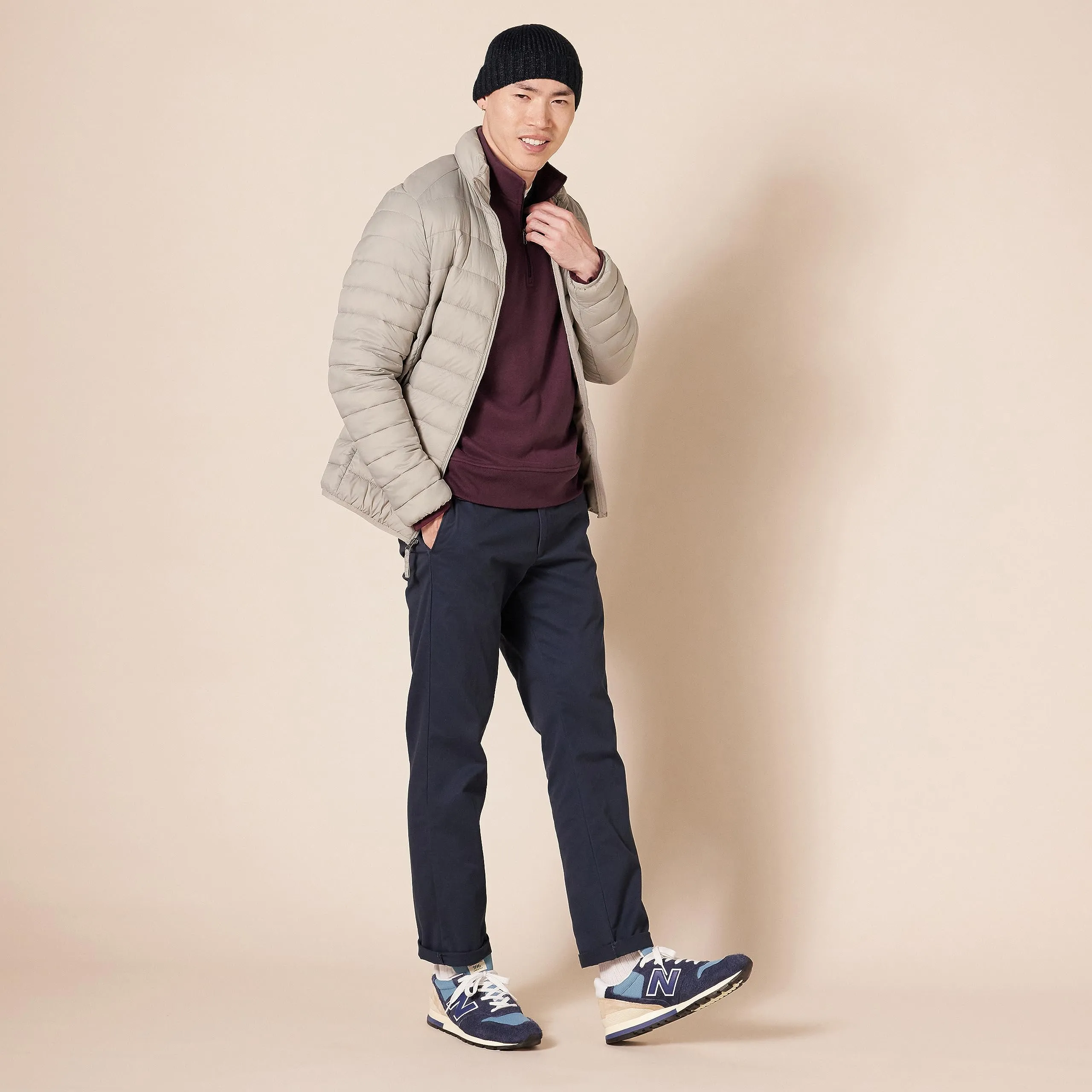 Amazon Essentials Felpa in Pile con Zip Corta Uomo, Bordeaux, L - immagine 5