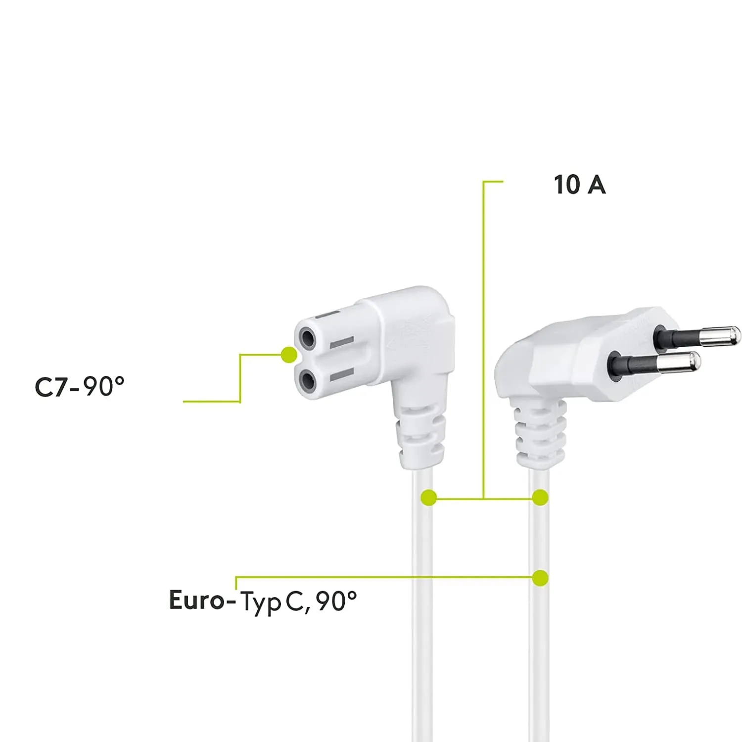 CABLEPELADO Cavo di alimentazione IEC-320 C7 gomito, 0,75 mm², Bianco, 5 metri - immagine 3