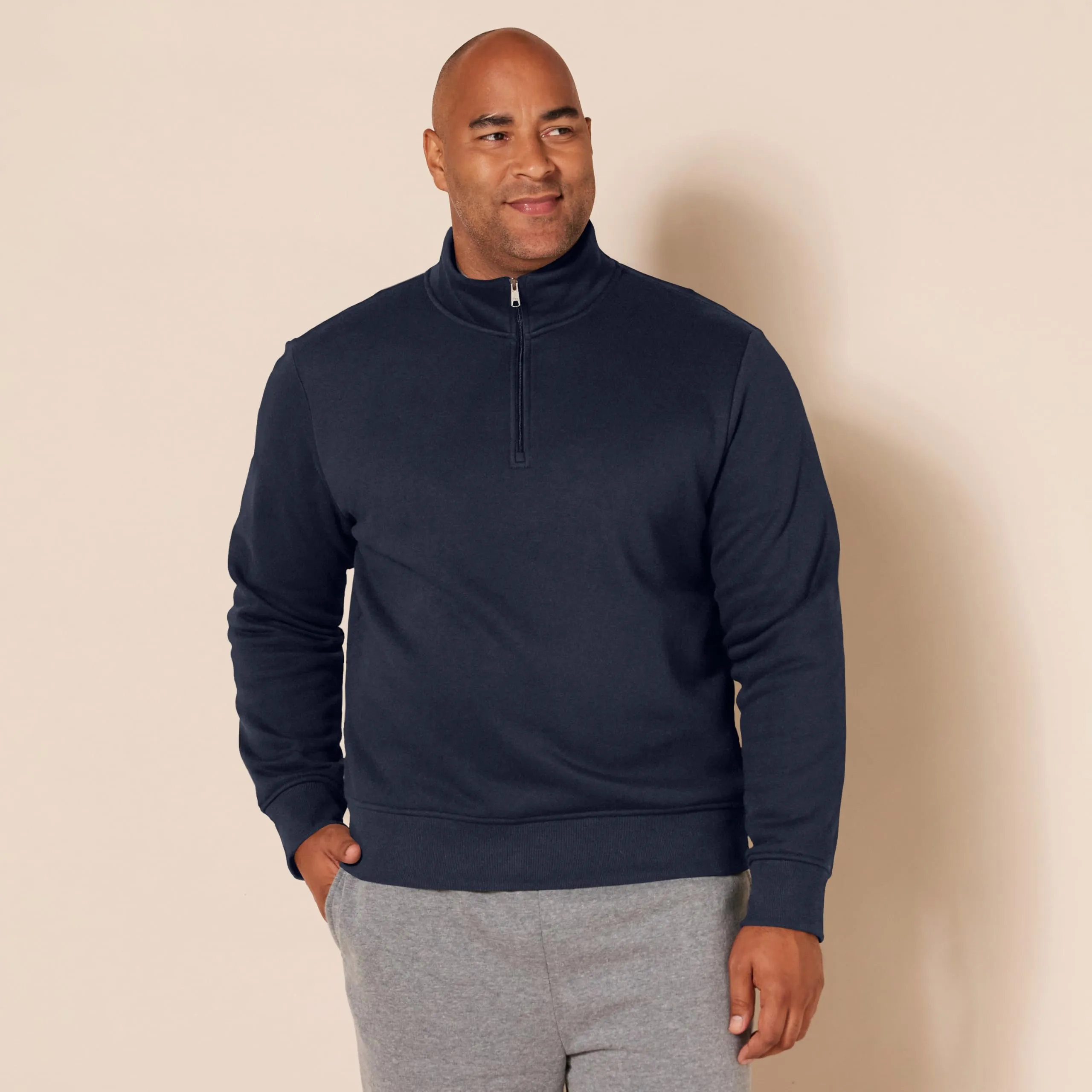 Amazon Essentials Felpa in Pile con Zip Corta Uomo, Blu Marino, L - immagine 6