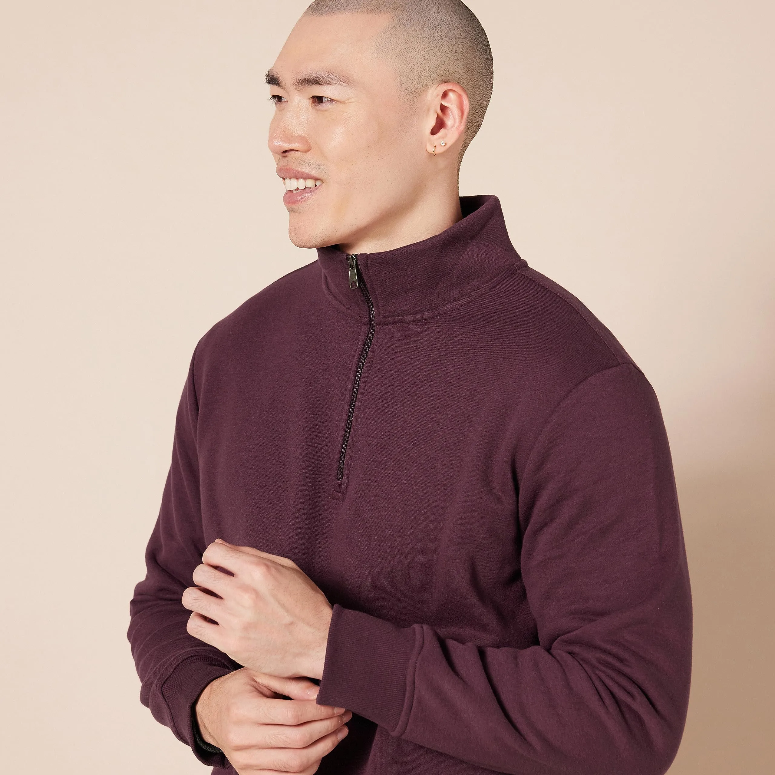 Amazon Essentials Felpa in Pile con Zip Corta Uomo, Bordeaux, XS - immagine 4