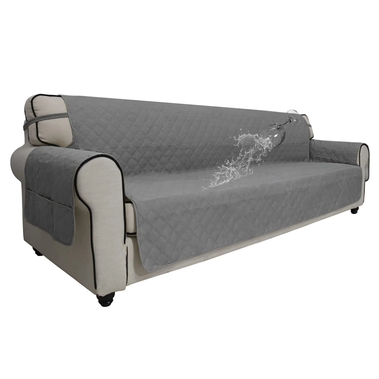 Easy-Going Copridivano Impermeabile per Divano a 4 Cuscini, XXL, Grigio - immagine 1
