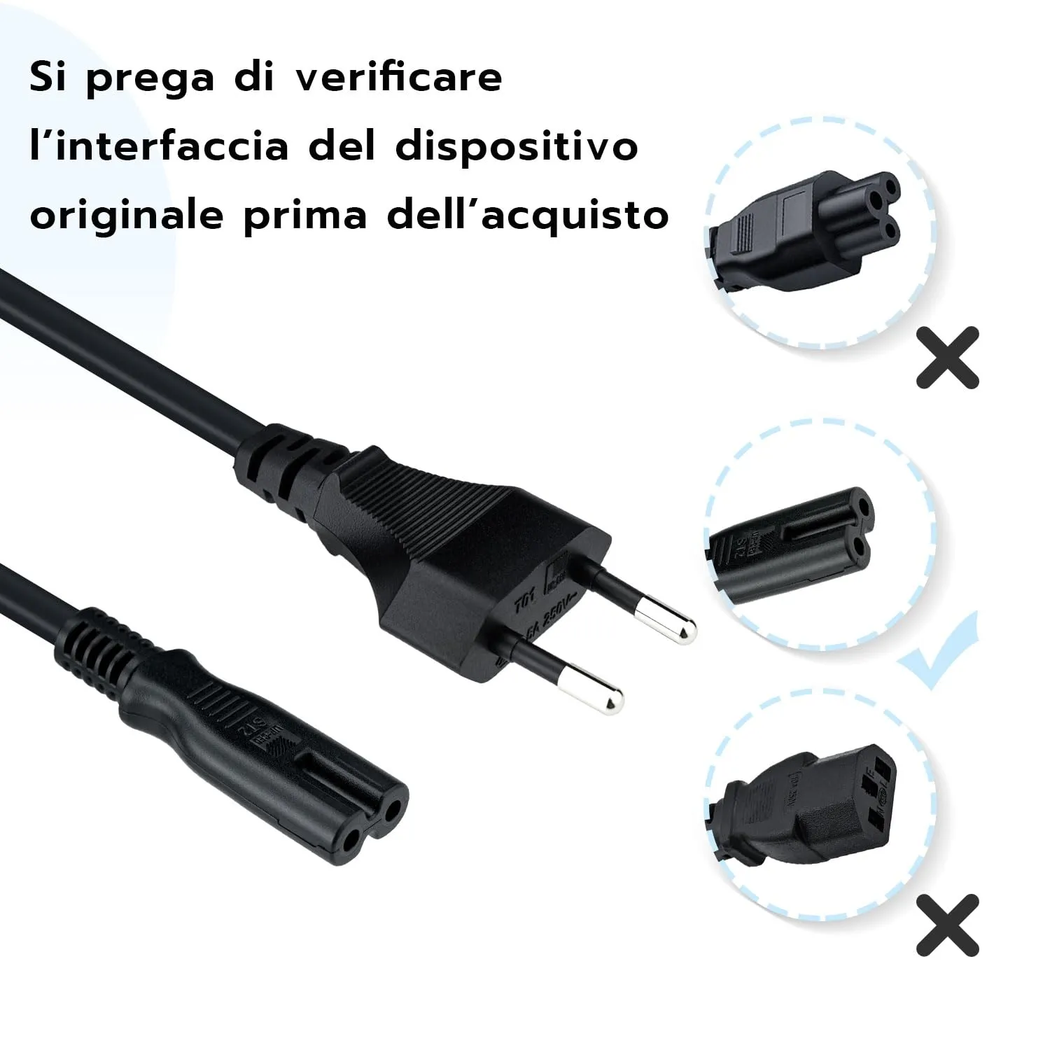 Mcbazel Cavo di alimentazione EU Plug C7 Bipolare 1,5m per PS5, PS4, PS3, Xbox Serie X/S - Nero - immagine 4