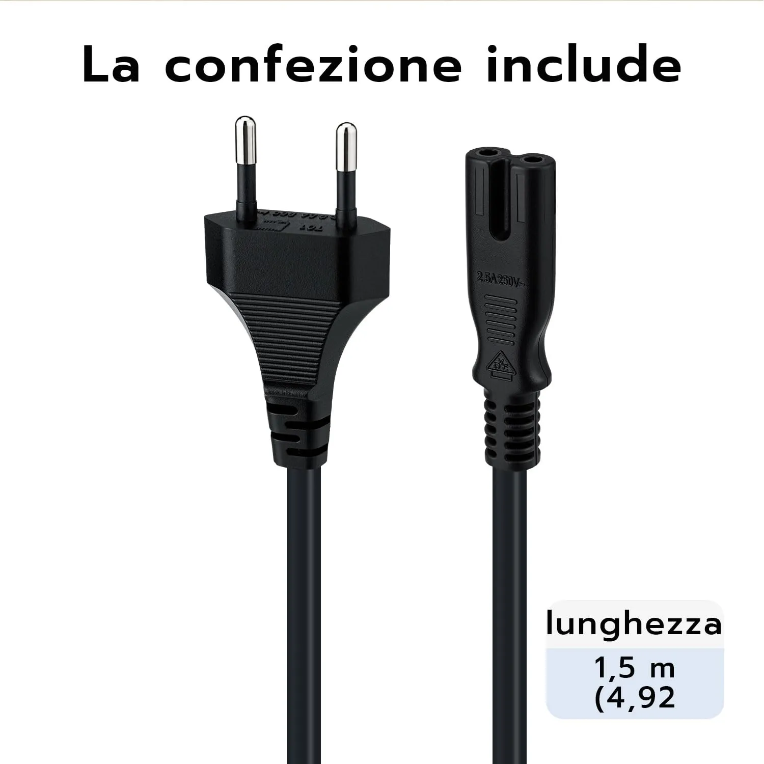 Mcbazel Cavo di alimentazione EU Plug C7 Bipolare 1,5m per PS5, PS4, PS3, Xbox Serie X/S - Nero - immagine 8