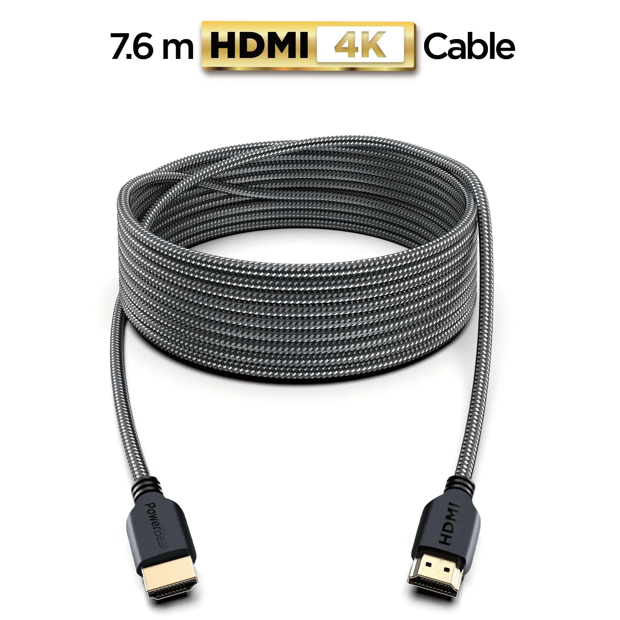 PowerBear Cavo HDMI 4K, 7.6 m, Nylon Intrecciato, 60 Hz, Ultra HD, ARC, CL3 - immagine 2