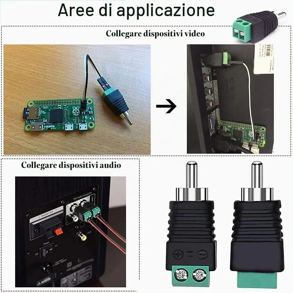 Greluma Adattatore Connettore Audio/Video RCA Maschio e Femmina a Terminale a Vite AV, 20 Pezzi (10 Maschio, 10 Femmina) - immagine 8
