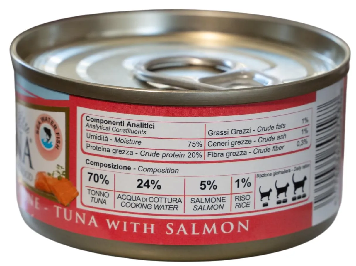 Naturina Elite Umido per Gatti Tonno con Salmone, 24 Lattine da 70g - immagine 4