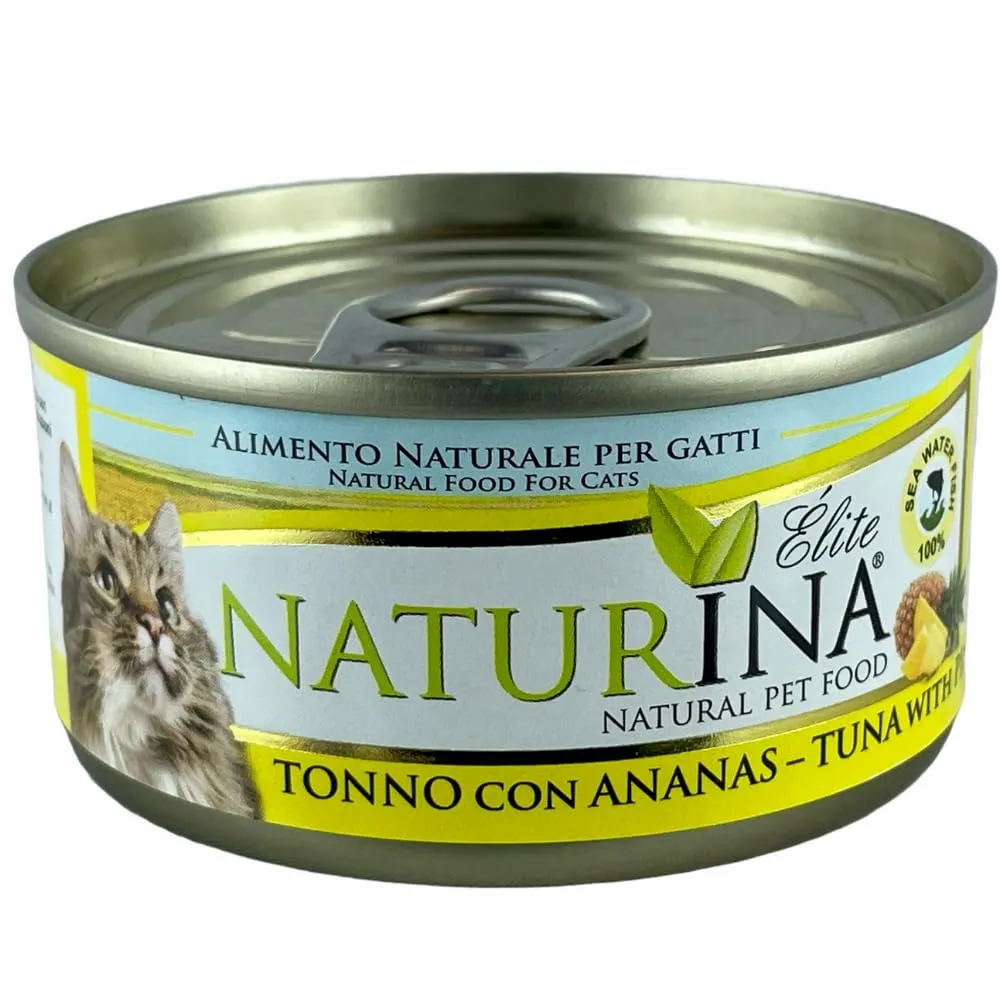 Naturina Elite Umido per Gatti Tonno con Ananas, 24 Lattine da 70g - immagine 1
