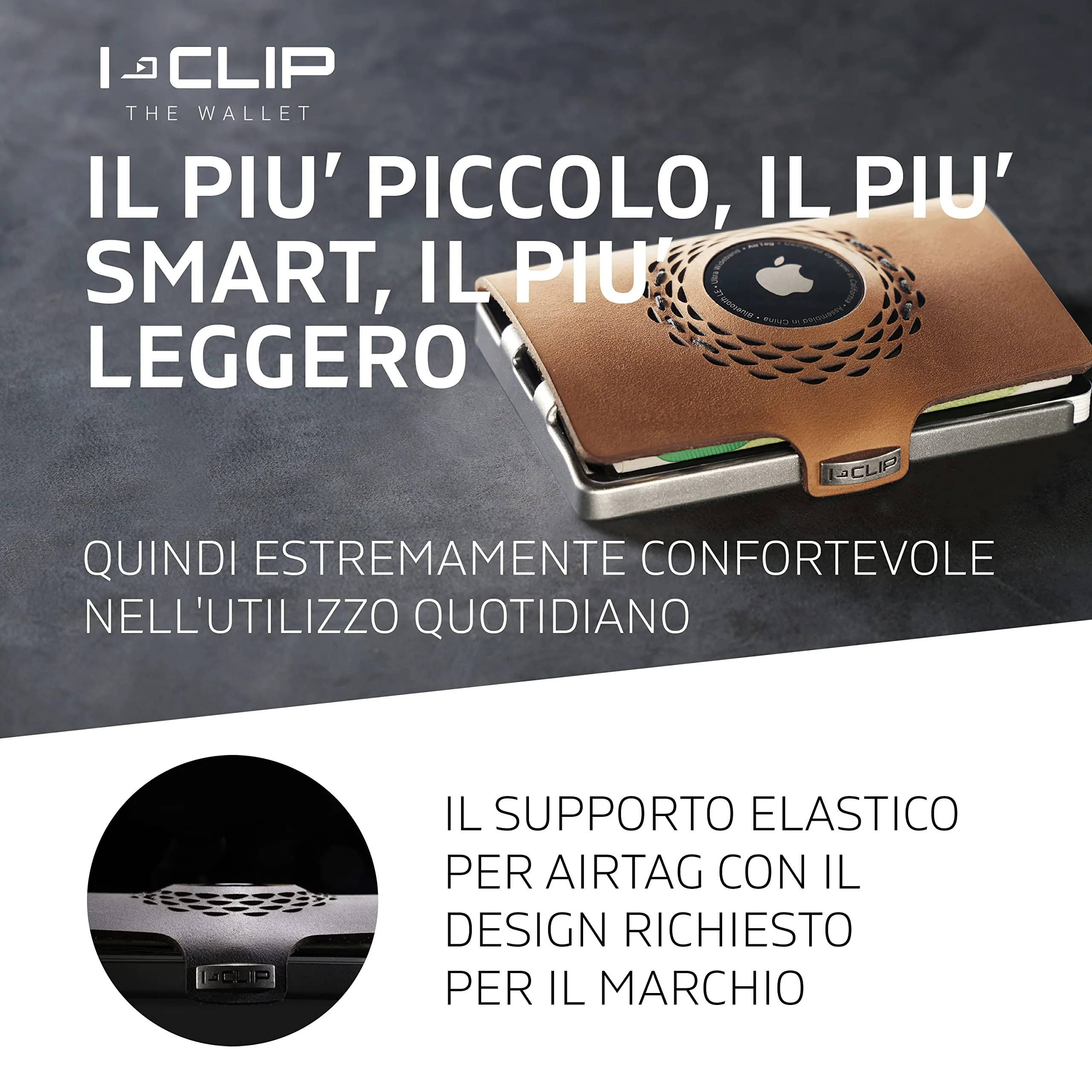 I-CLIP Original Portafoglio Uomo in Pelle con Scomparto per AirTag - Radio Impact Desert - immagine 5