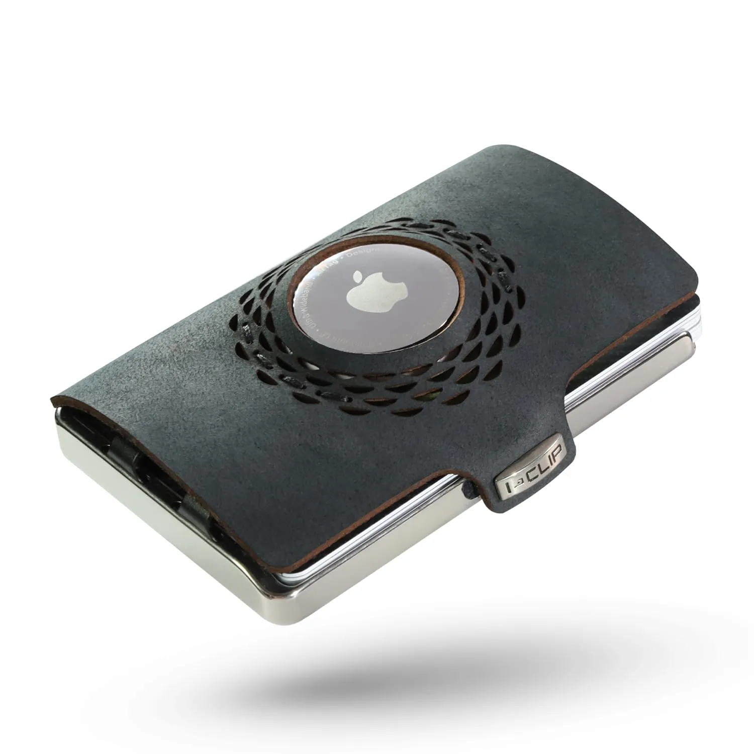 I-CLIP Portafoglio in acciaio inossidabile per Apple AirTag con fermasoldi - Acciaio Nero lucido - immagine 1