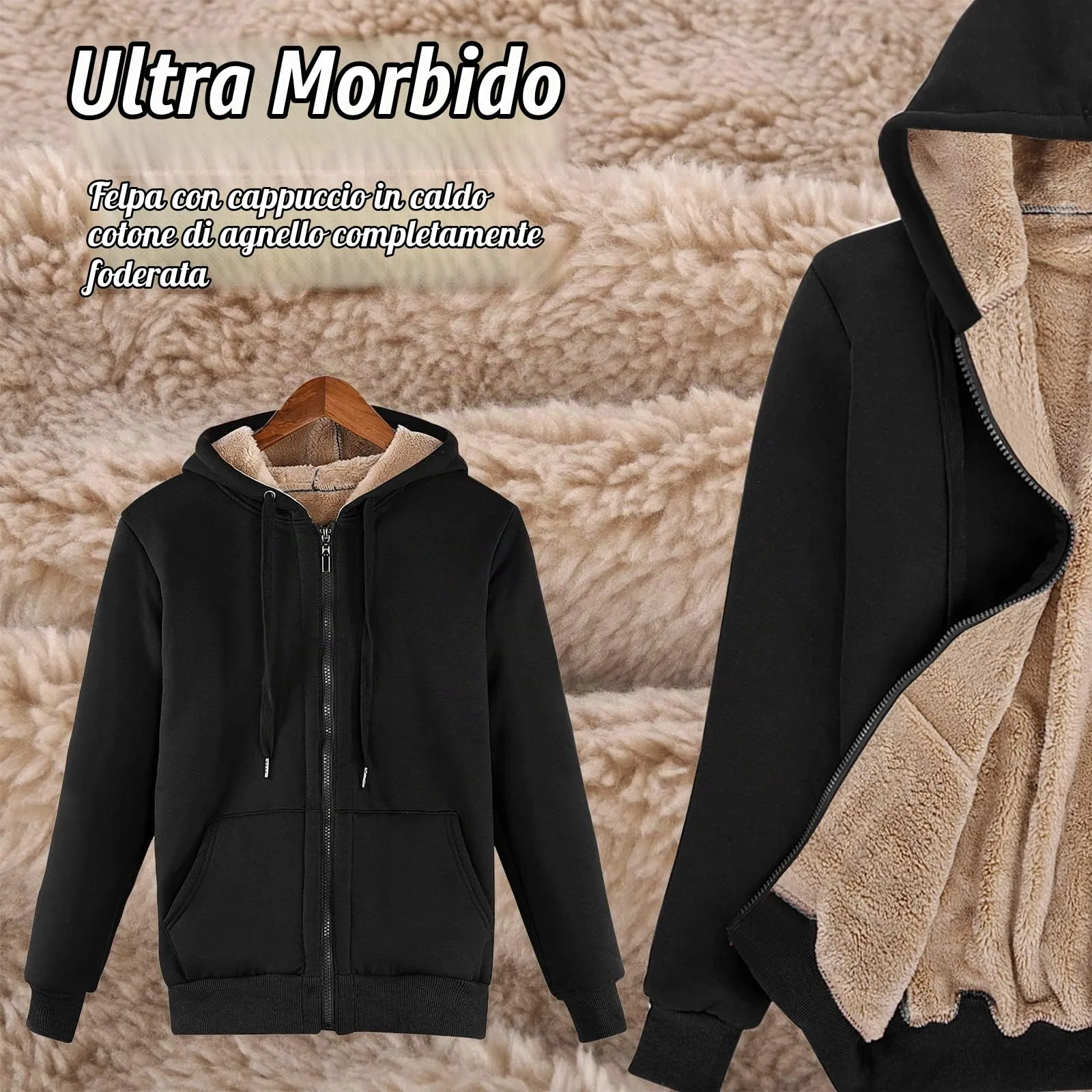 UMIPUBO Felpa Donna con Zip e Cappuccio in Pile Invernale - immagine 4