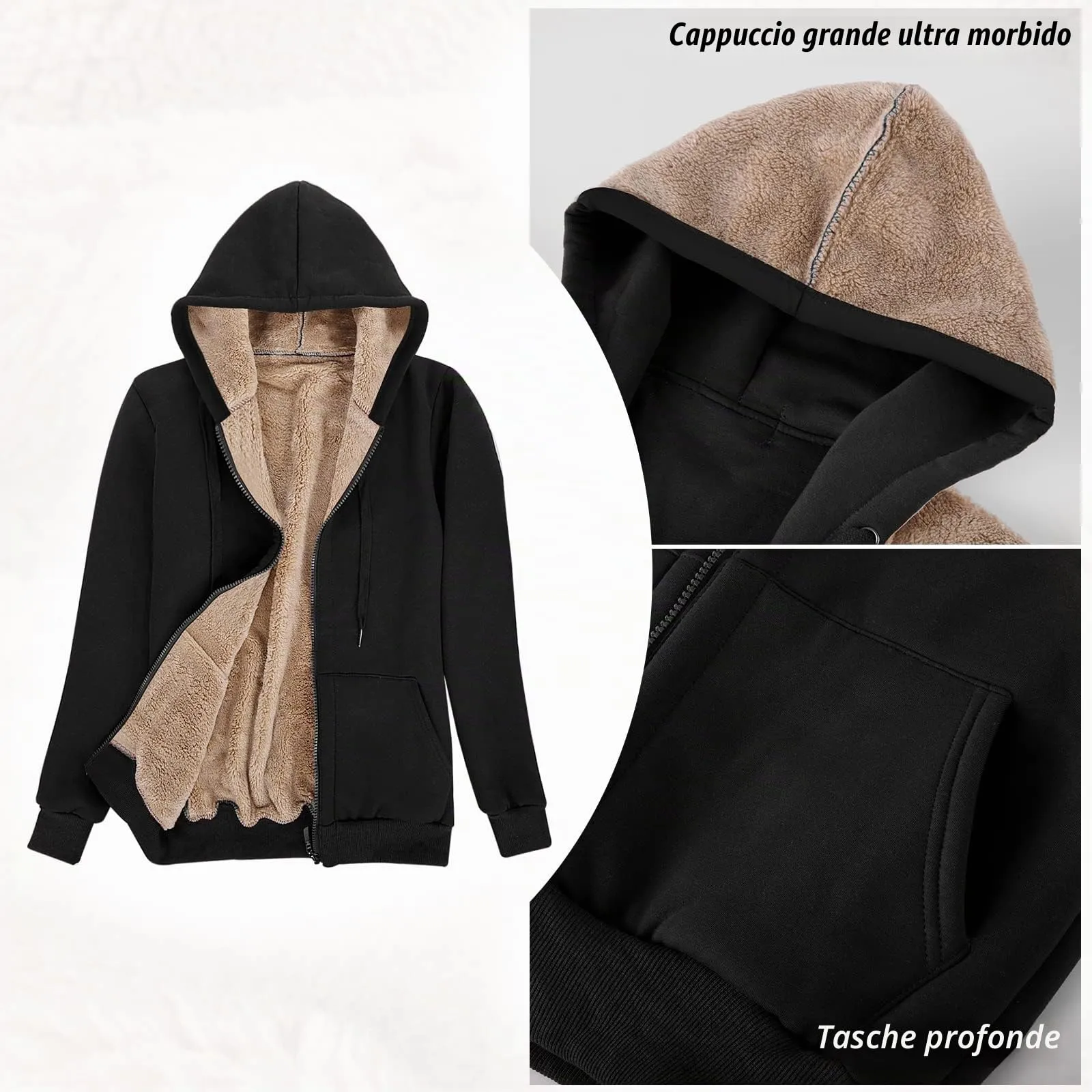 UMIPUBO Felpa Donna con Zip e Cappuccio in Pile Invernale - immagine 5