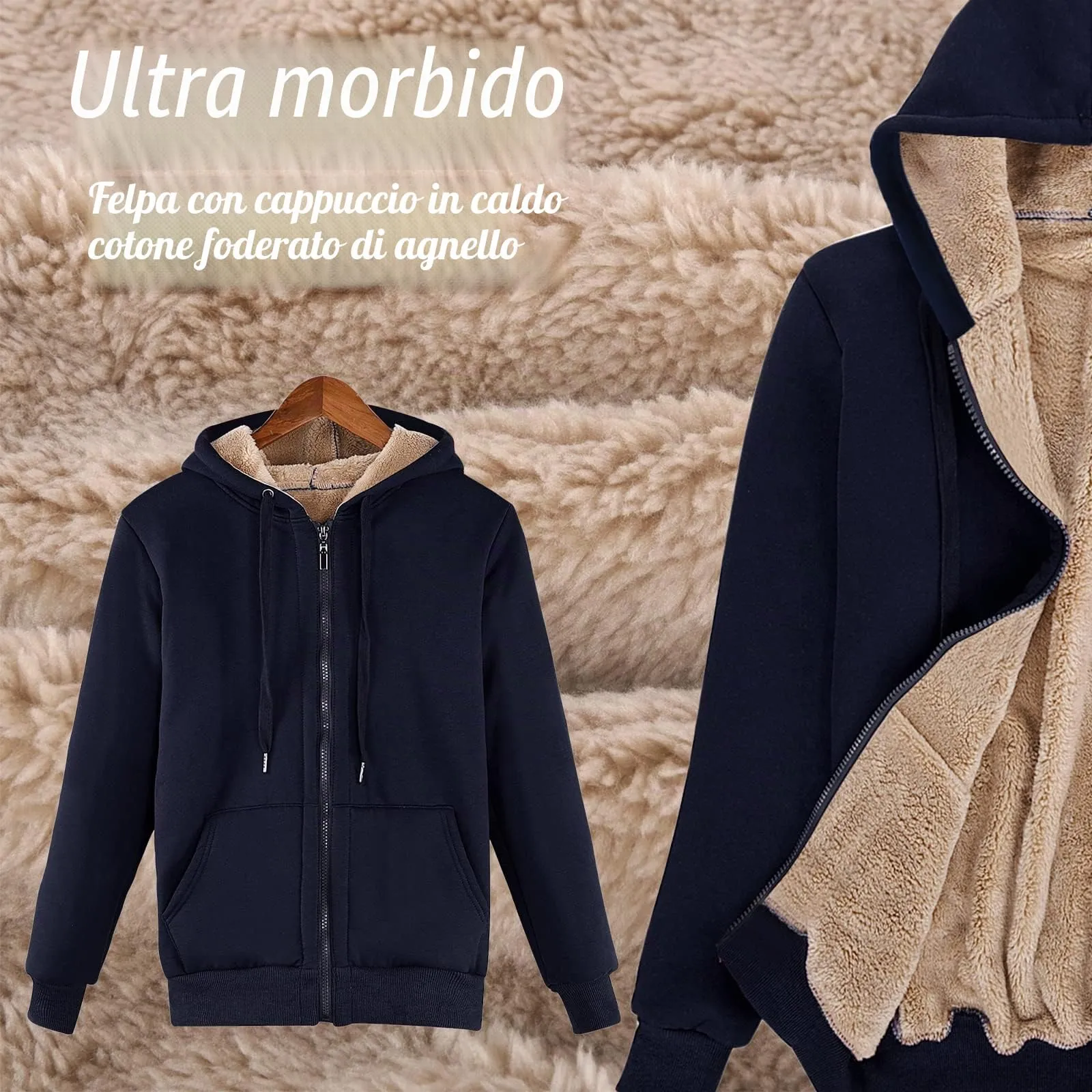 UMIPUBO Felpa Donna con Zip e Cappuccio in Pile Invernale - immagine 4