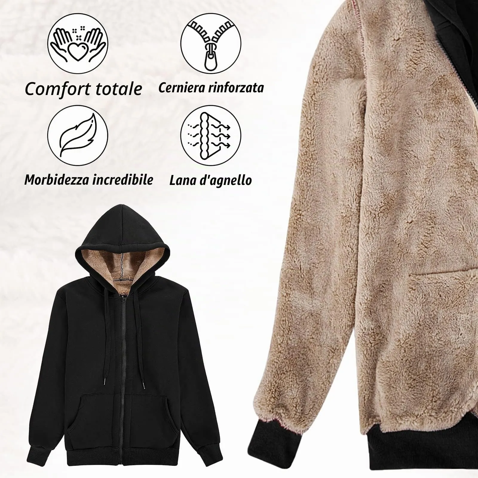 UMIPUBO Felpa Donna con Zip e Cappuccio in Pile Invernale - immagine 6