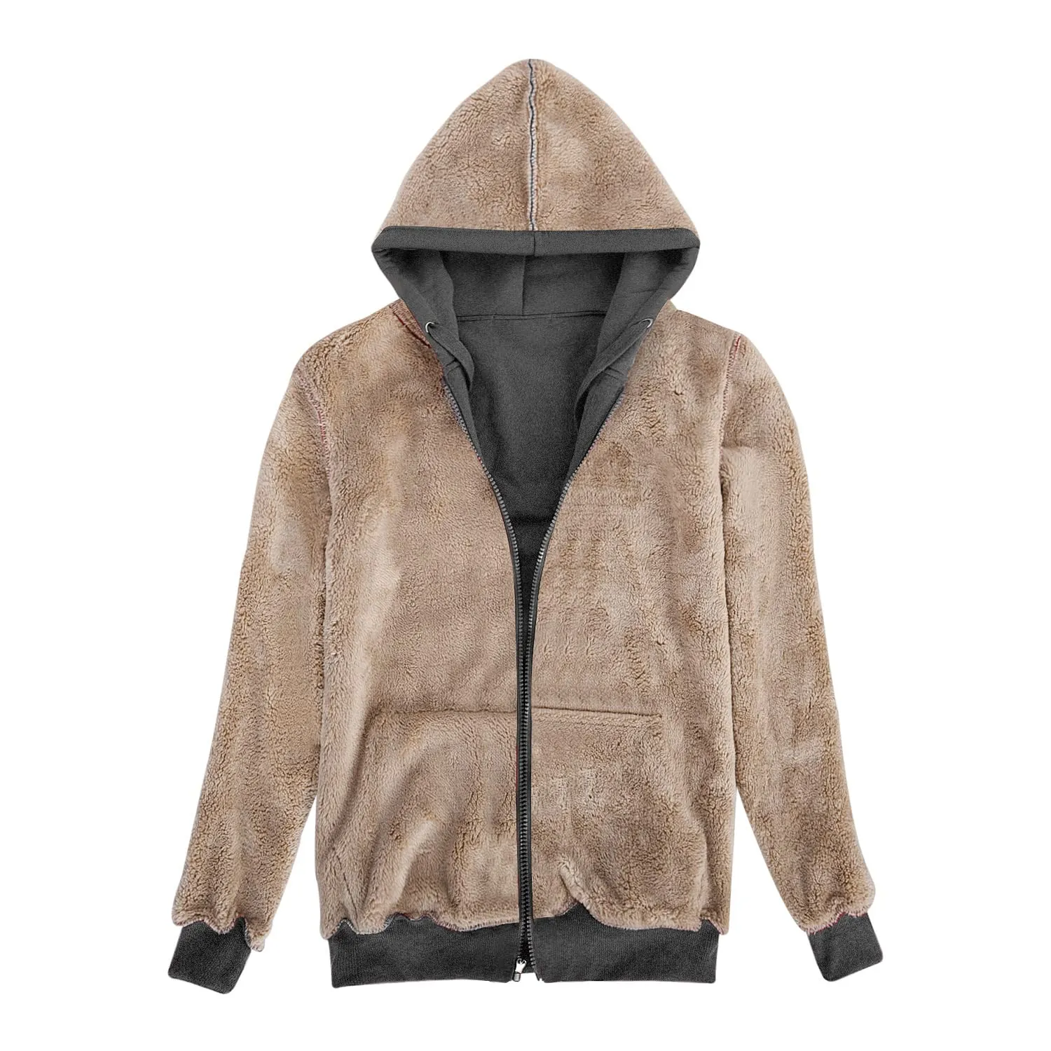 UMIPUBO Felpa Donna con Zip e Cappuccio Invernale in Pile - immagine 3
