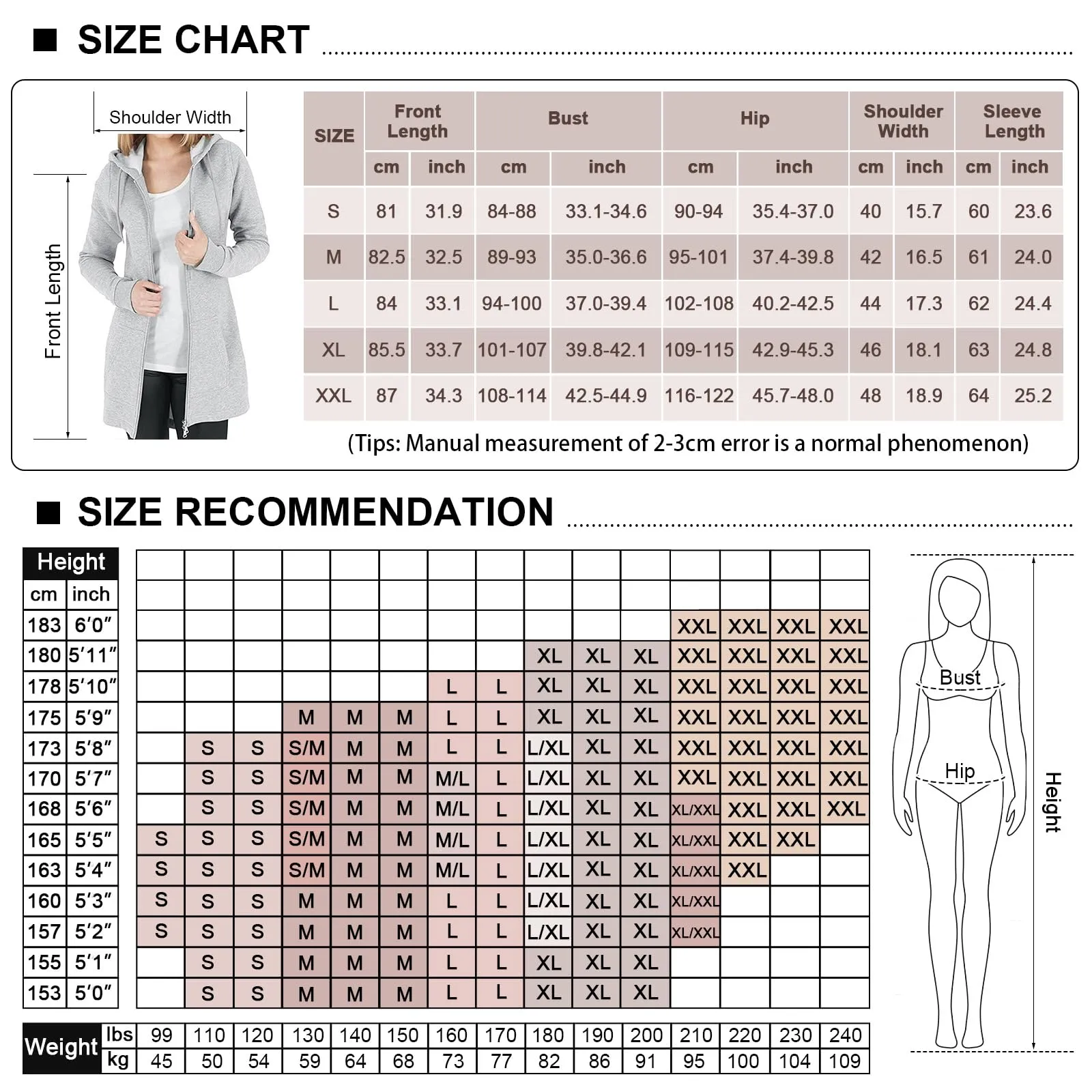 Tuopuda Felpa con Cappuccio e Zip Donna, Cardigan in Pile con Tasche, Grigio, L - immagine 3