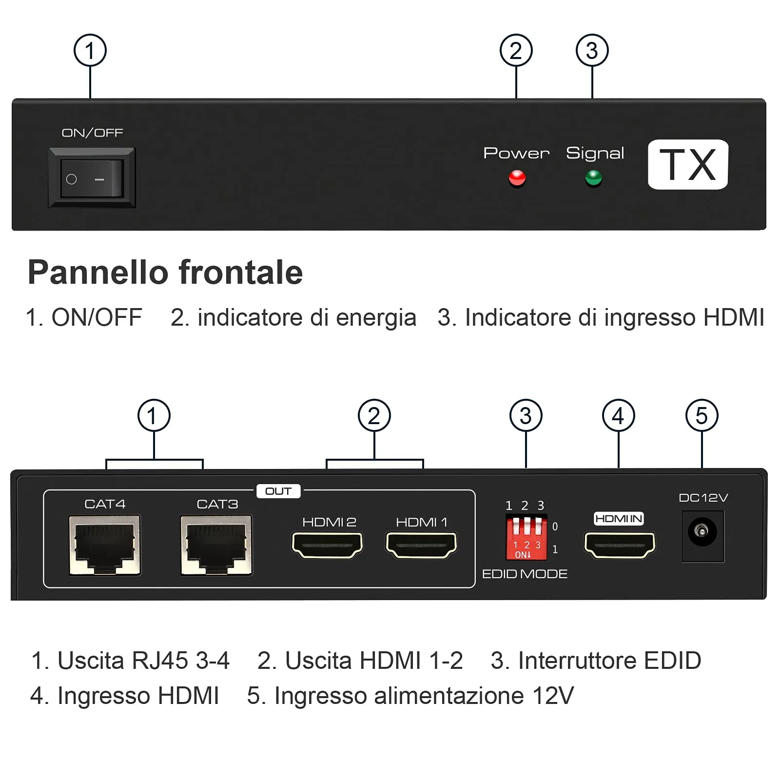 VEDINDUST HDMI Splitter Extender 1 in 2 Out 50m over Cat5e Cat6 Cat7 Ethernet with EDID and POC 1080p - immagine 5