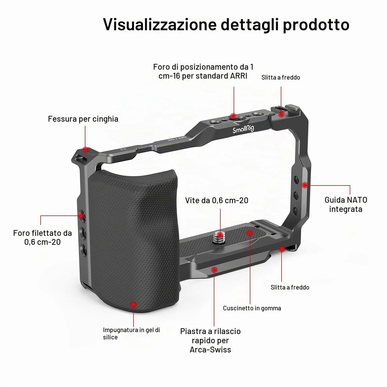 SmallRig ZV-E10 Cage with Grip and Integrated Arca-Swiss Quick Release Plate for Sony ZV-E10 3538B - immagine 3